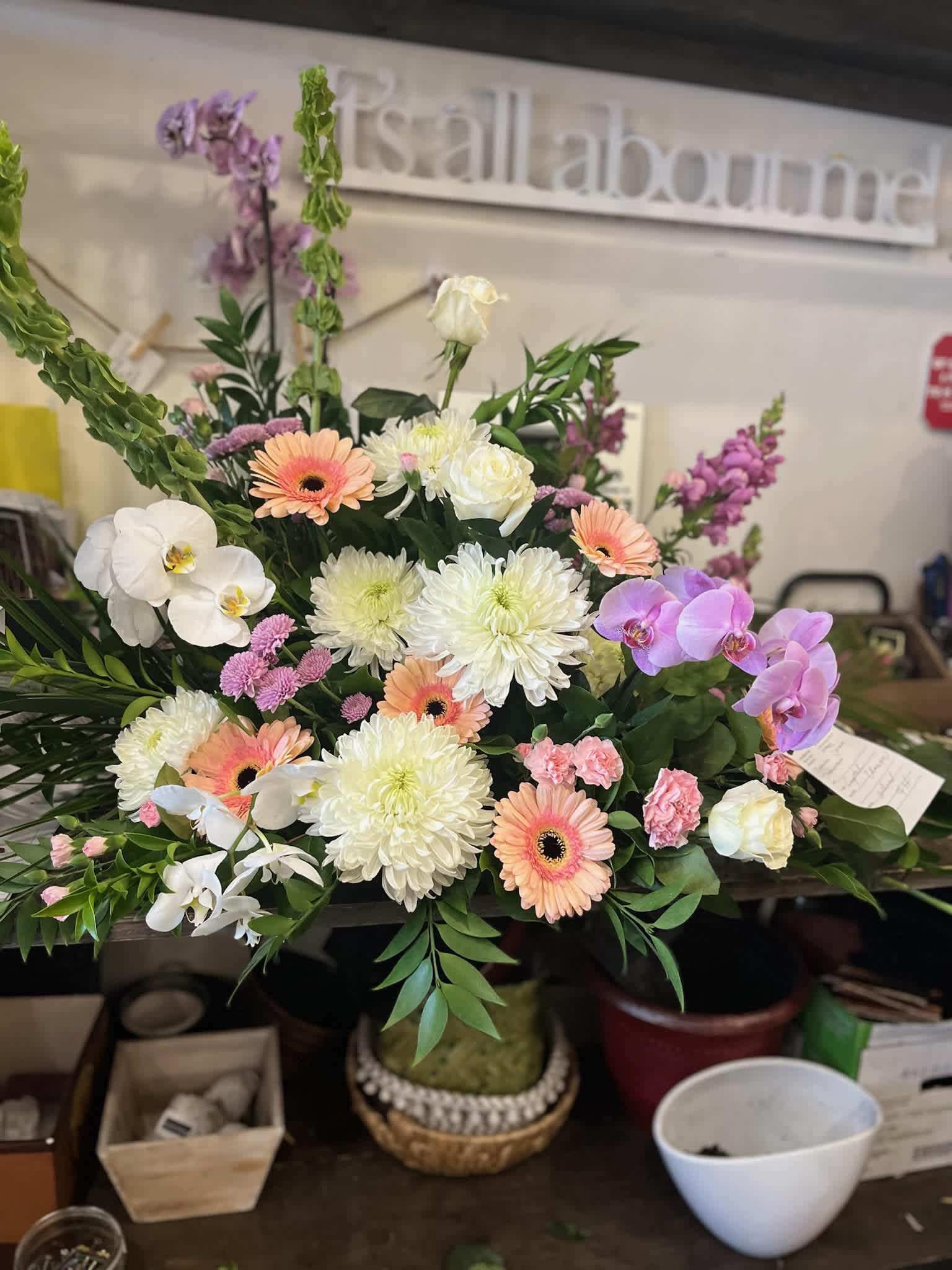 Gerberas and more Gerberas and more - Gerberas, mini carnations, roses and mums makes this a perfect picture arrangement