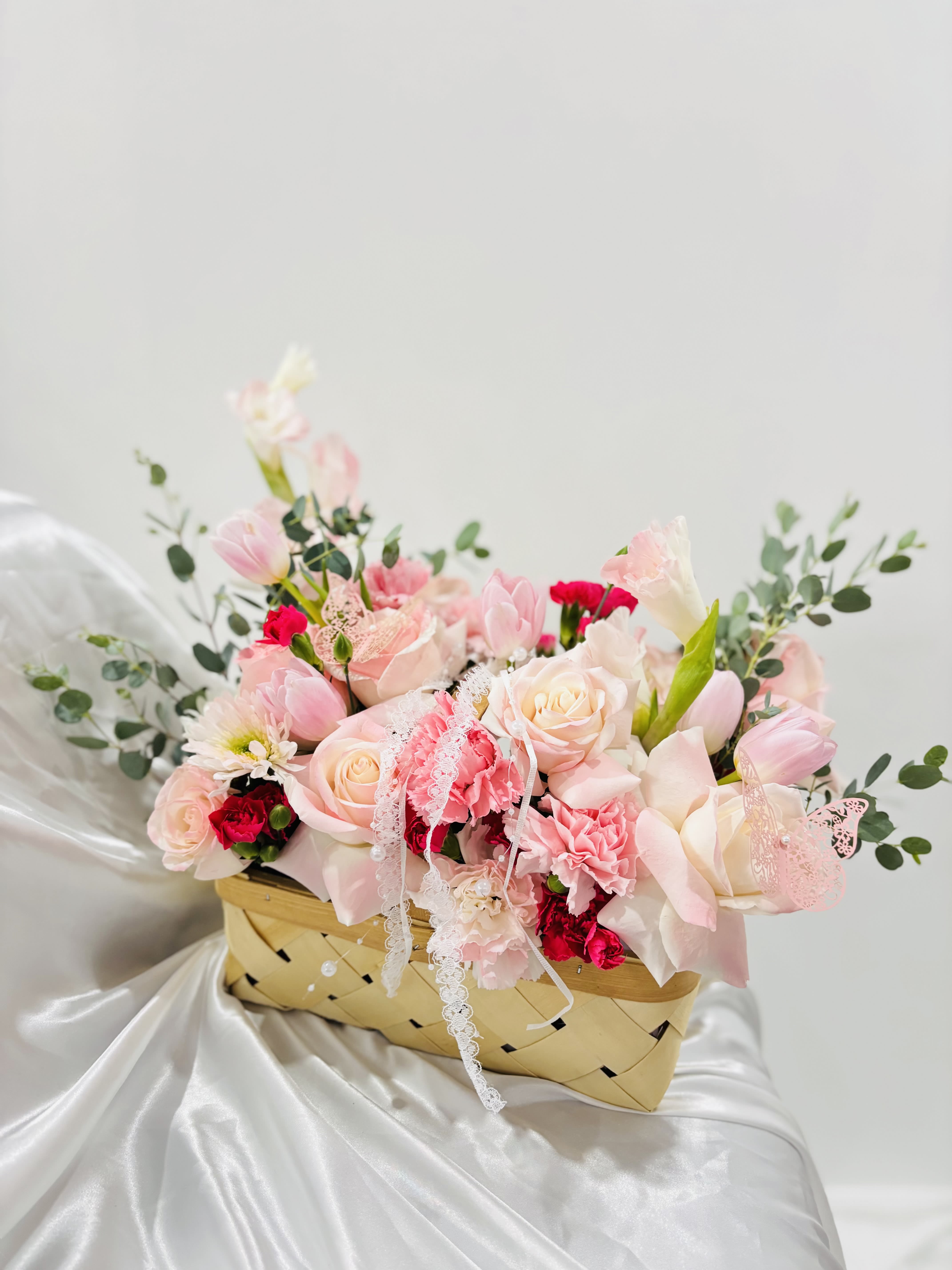 The Basket The Basket - In some instances, our photo may represent an overall theme or look and include a one-of-a-kind vase which cannot be exactly replicated.