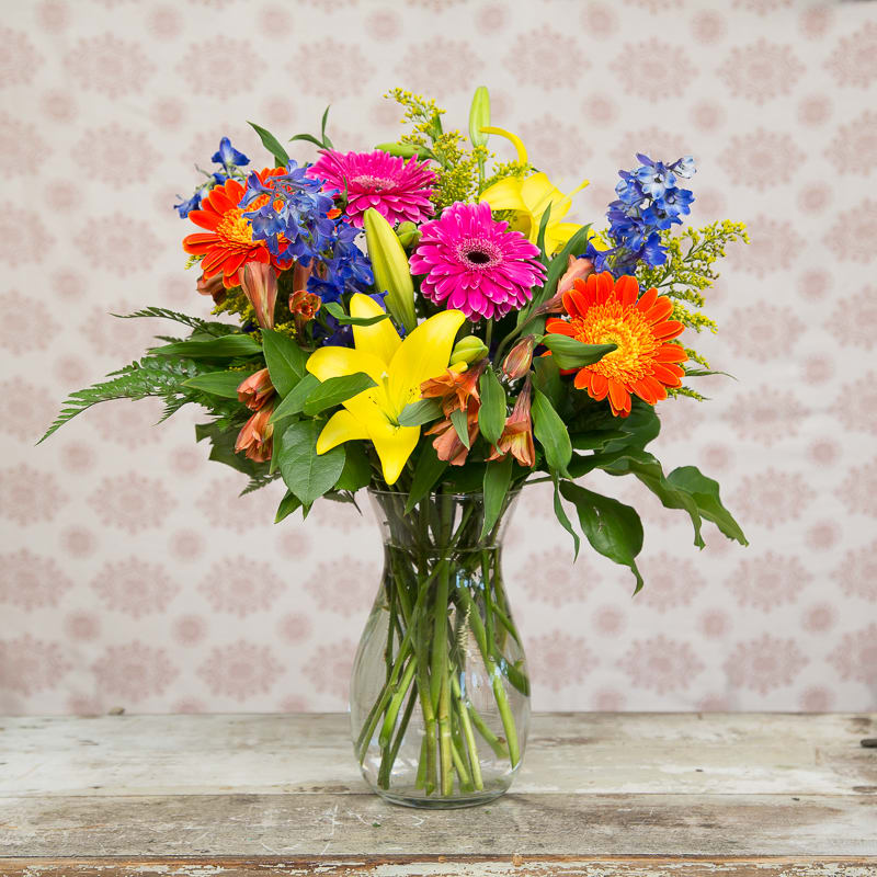 Bright &amp; Beautiful  - Bright and Beautiful Mixed Spring Arrangement. Variety of flowers gives designers range to create the most unique and full arrangement!