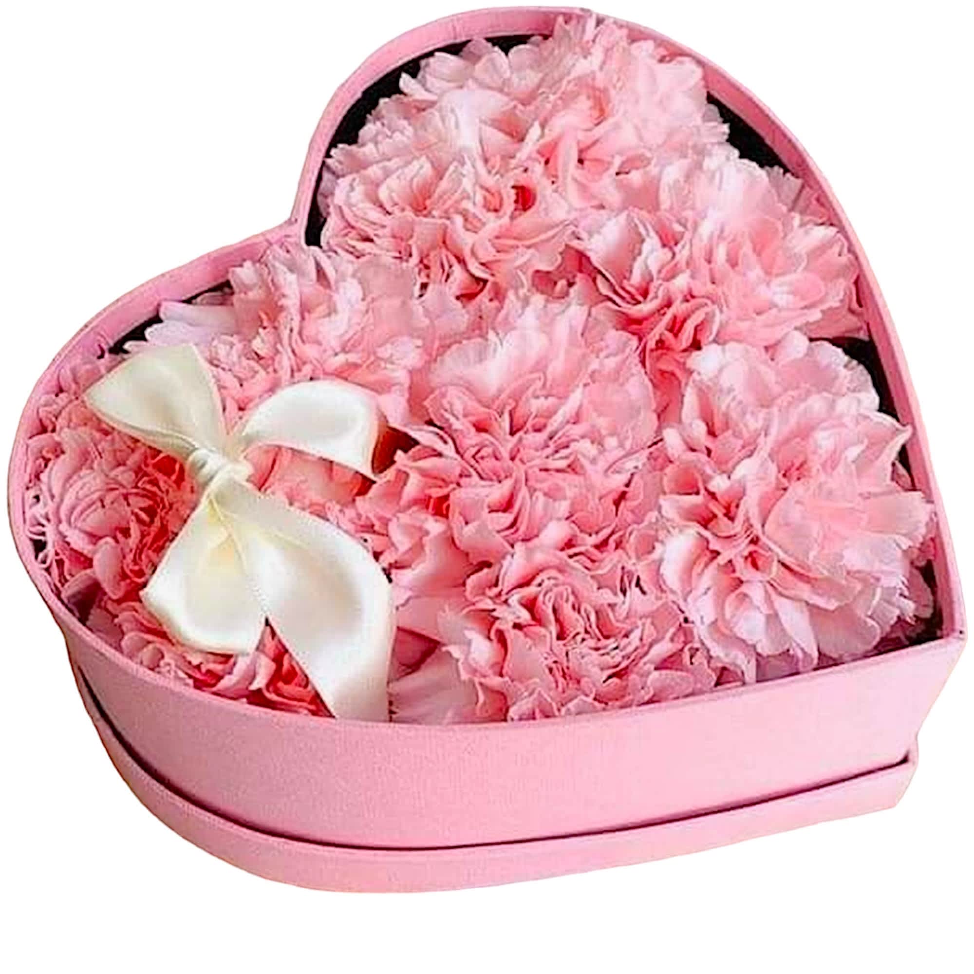 You're So Sweet - A modern flower arrangement in a heart box filled with pink carnations.   DETAILS This heart box arrangement includes pink carnations, arranged in a heart box.  HEART BOX CONTAINER INCLUDED Orientation: One-Sided Item #NF-927  FLORIST-TO-DOOR Same day flower delivery on most orders placed online by 12 pm or 10 am on weekends PST.  BLOOM DETAILS Carnations  The Standard Arrangement is approx.  (Shown) 10 Carnations The Deluxe Arrangement is approx.  The Premium Arrangement is approx.   How to place an order? 1. You can place an order directly on this secure website OR 2. You can call in your order by dialing: (323) 262 - 9238 OR 3. You can visit our store (appointment recommended 323.262.9238)  NINFA'S FLOWERS 2405 WHITTIER BLVD. LOS ANGELES, CA. 90023  ATTENTION: *Please note that on busy holidays, Valentine's Day, and Mother's Day, we cannot verify if the recipient received the flowers until the following day. You can verify delivery on the website after 10:00 pm, call 323.262.9238 the following day after 10:00 am, or contact the recipient directly. Thank you for your patience and understanding.