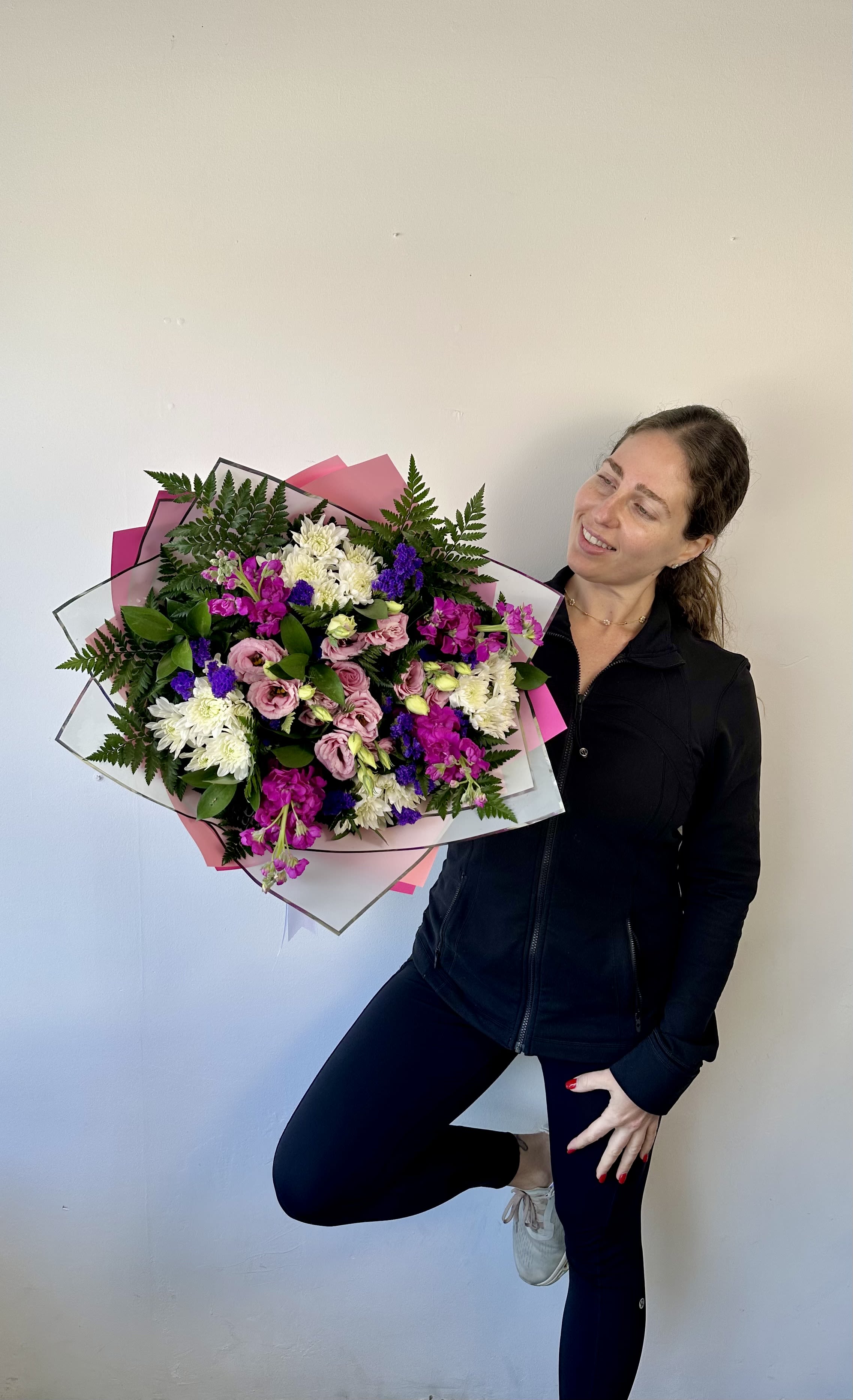 May's Bouquet - Our most popular bouquet!   Fresh hand-tied bouquet. Features beautiful flowers that are each handpicked with the client in mind. Best gift to bring for a birthday, anniversary, graduation and any special occasion you might have.  Arrangement includes: - Fresh flowers - Wrapping papers - Flower care instructions card - Greeting card 