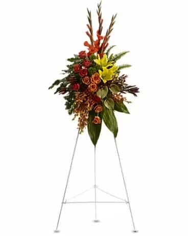 T245-1A Tropical Tribute Spray T245-1A Tropical Tribute Spray - Tropical highlights balance with lush earth tones to offer hope and encourage reflection - a vivid spray that expresses deep and generous tribute.