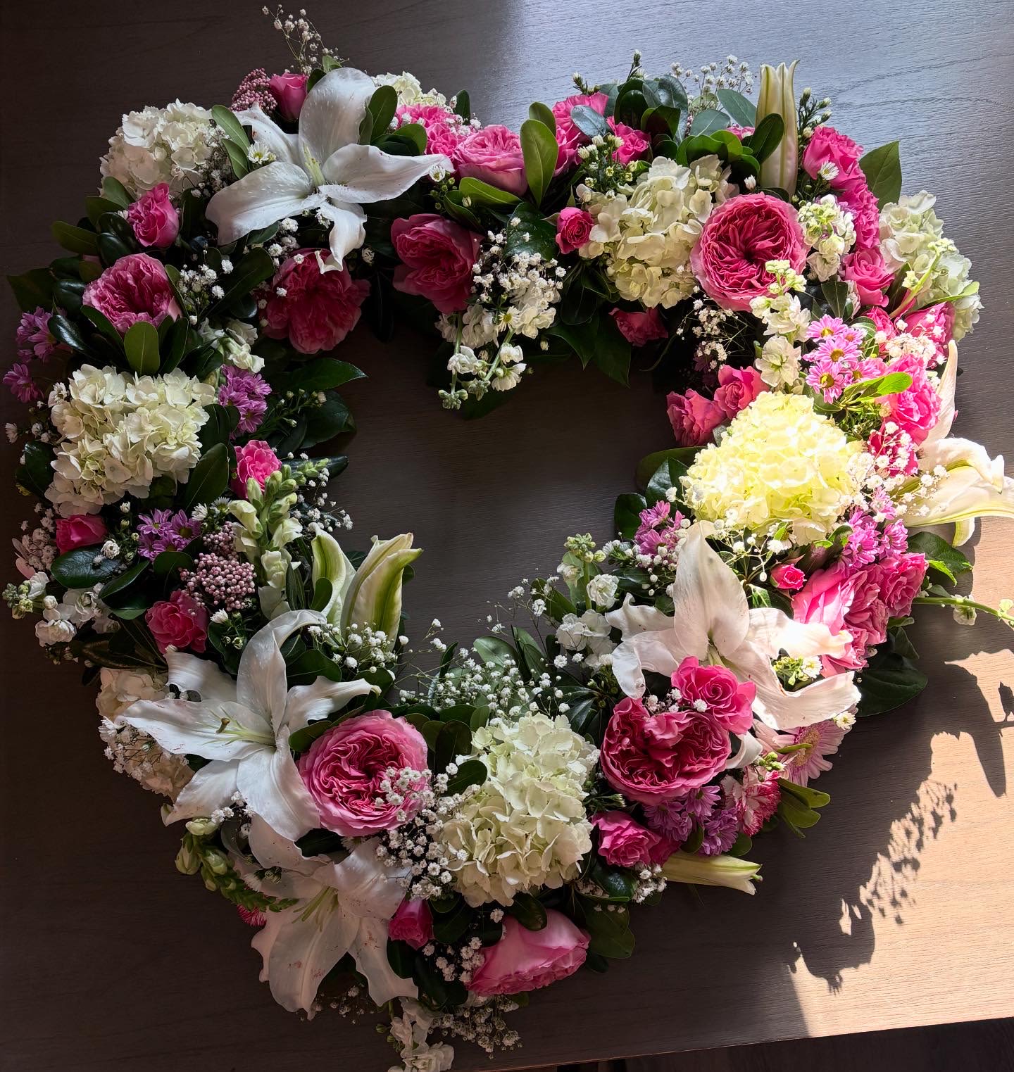Open heart wreath  - Funeral arrangements open hearts designer choice please leave instructions of what colors /flowers you’d like 