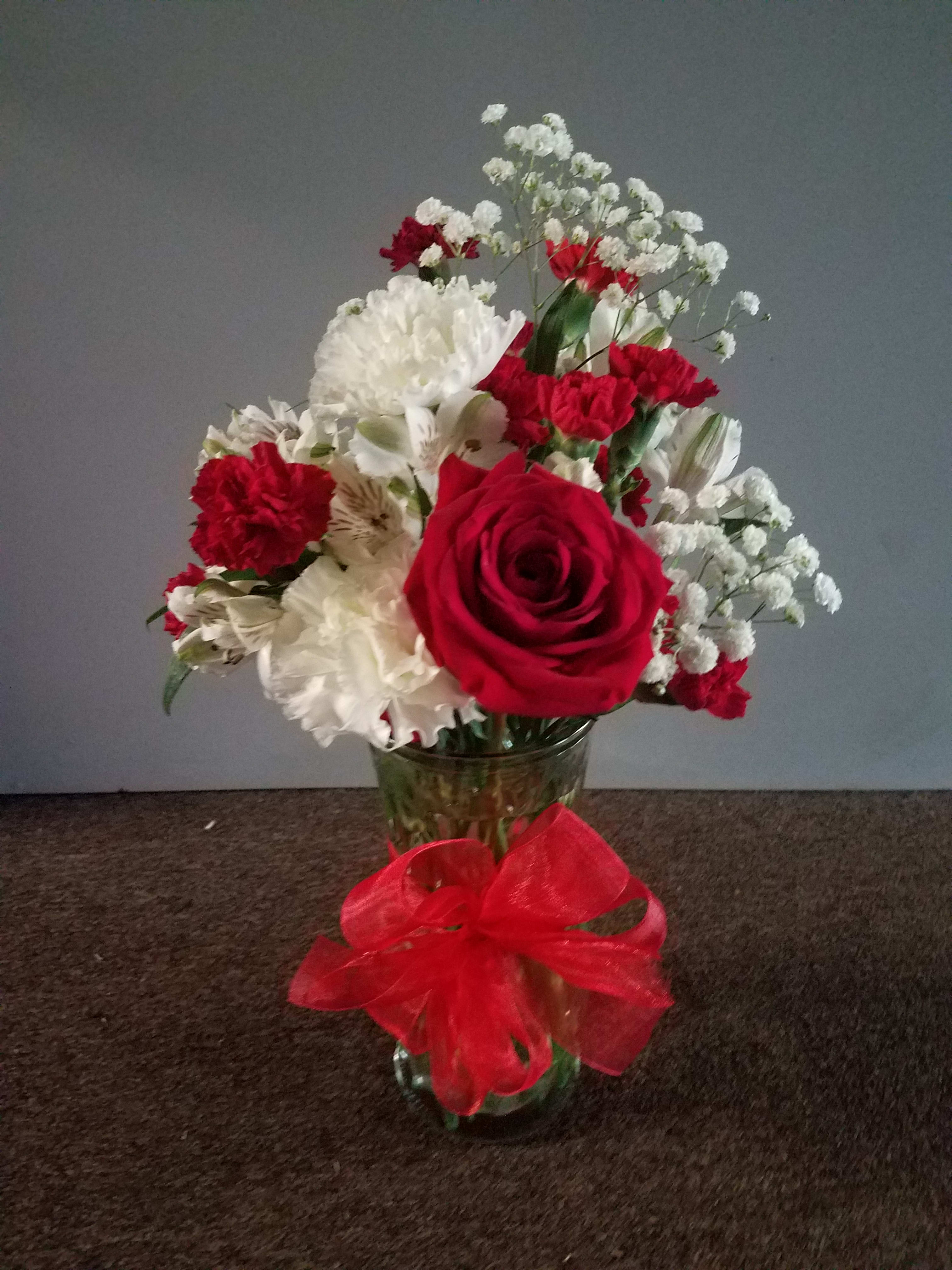Heart of Happiness - Red and white flowers to celebrate this special day