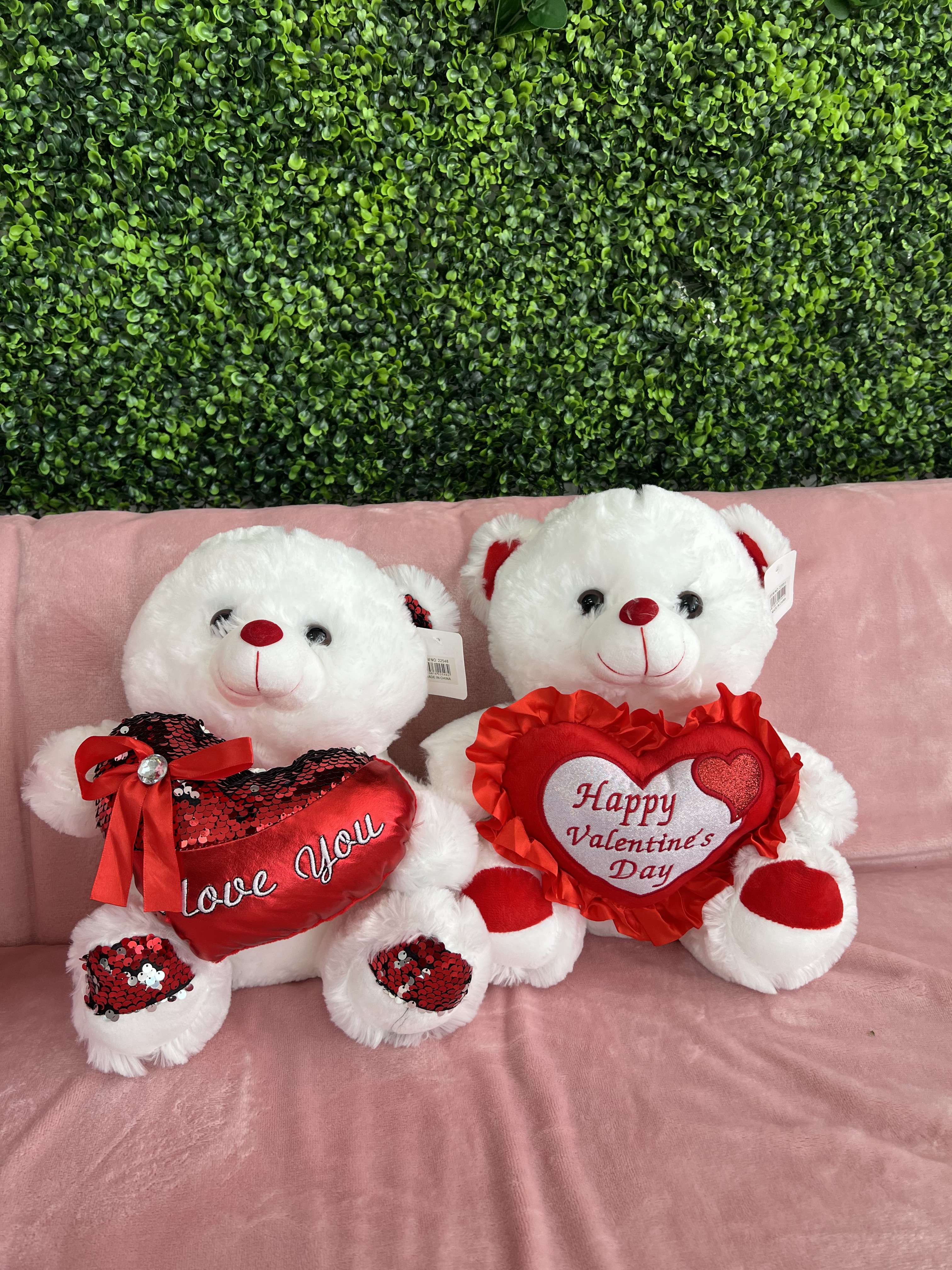 Teddy Bear - Teddy bears available in a range of sizes from small, medium, and large. Bears may have an occasion theme like for example Valentine's, or I Love You, or just plain. Depends on customer's choice or added note and occasion selected.
