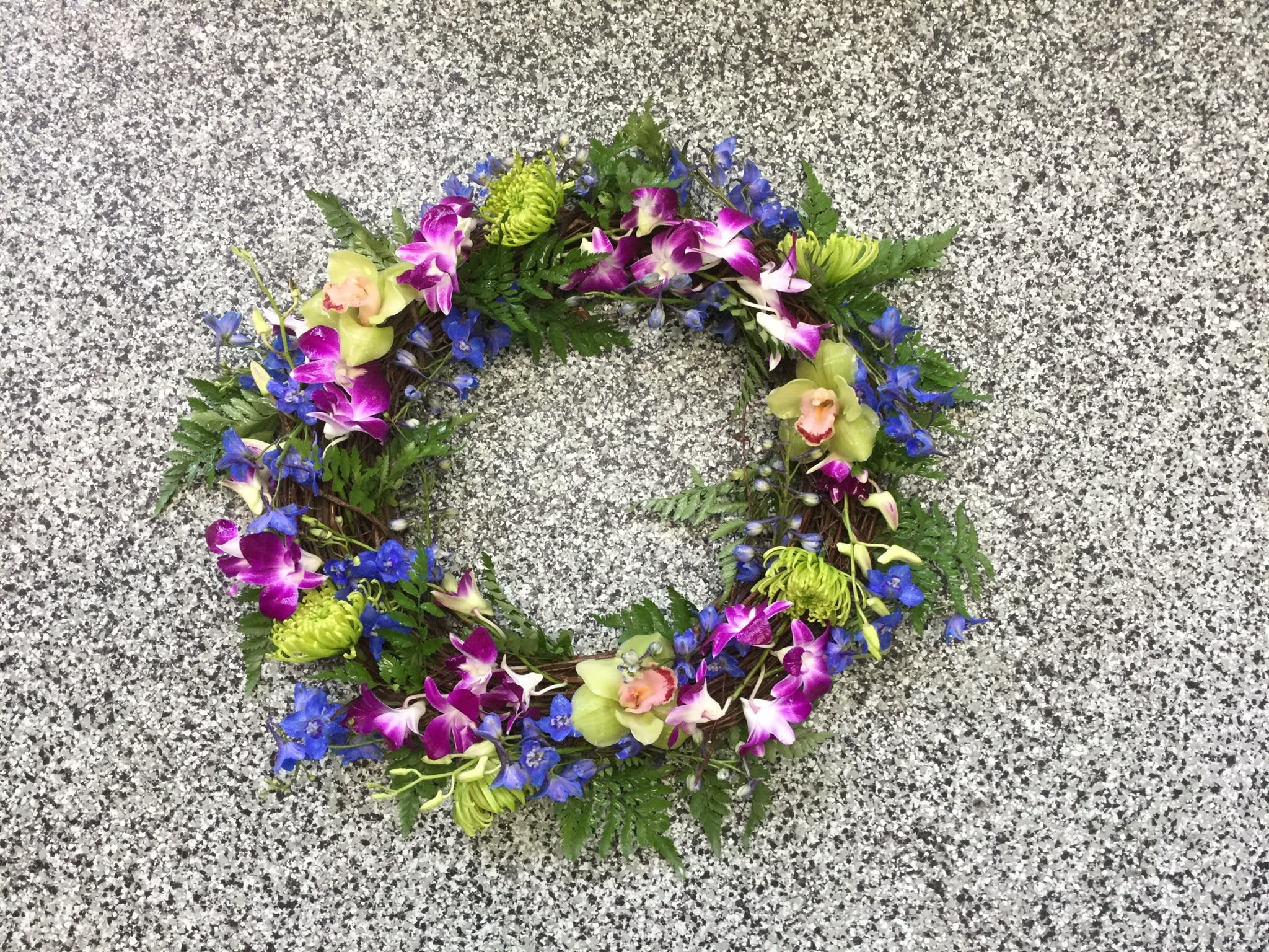 Burial at Sea Wreath-Tropical 2 - An ocean friendly, biodegradable wreath for your service at sea. Can be custom created for your color scheme. Please call for more details. 