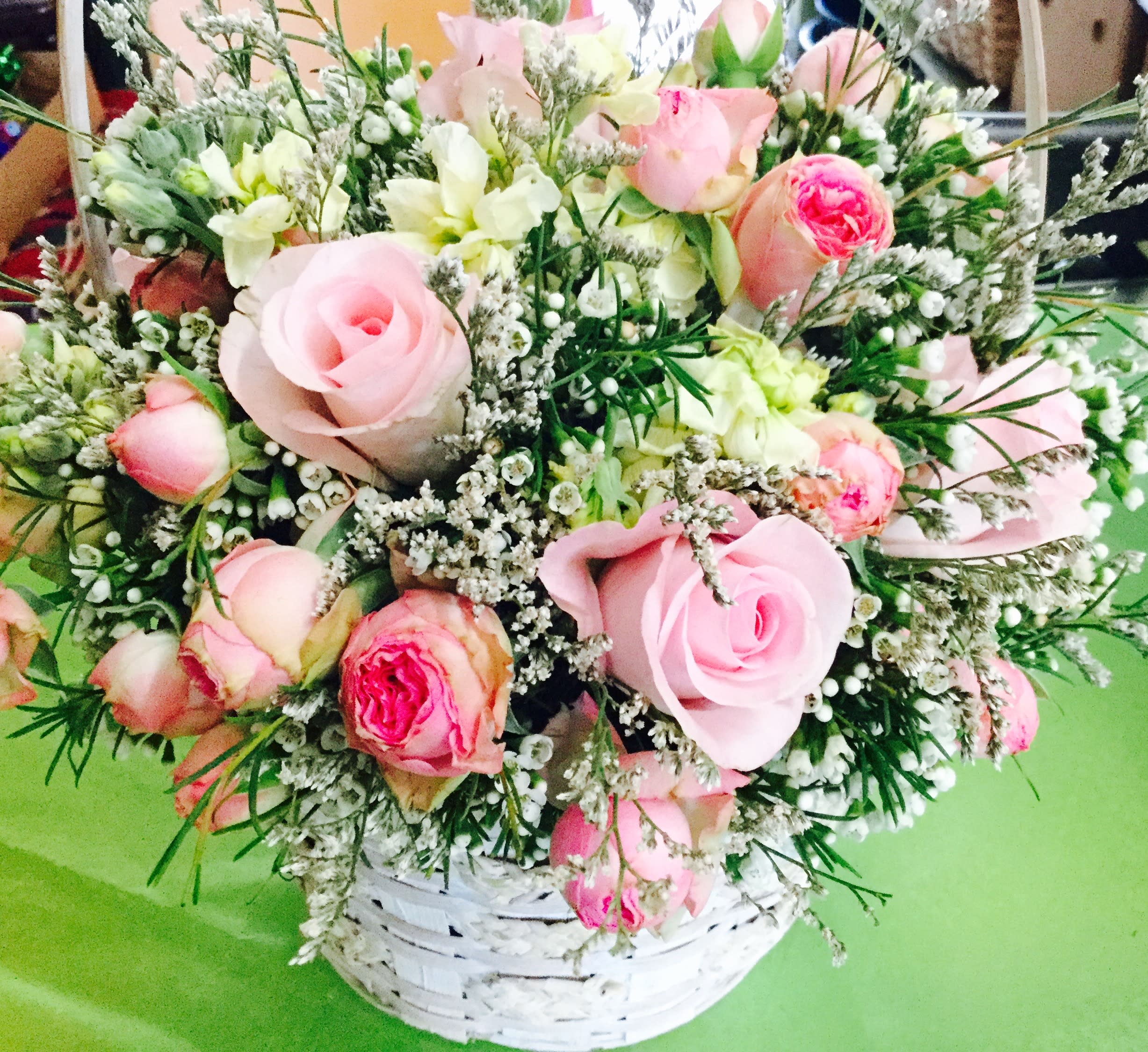 garden roses  - basket of garden roses