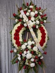 BA-16 white and red flowers  - Red Roses and white daisies 