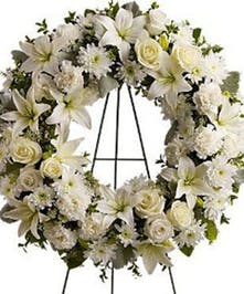 Serenity White Wreath Serenity White Wreath - White Flowers Roses Lilis