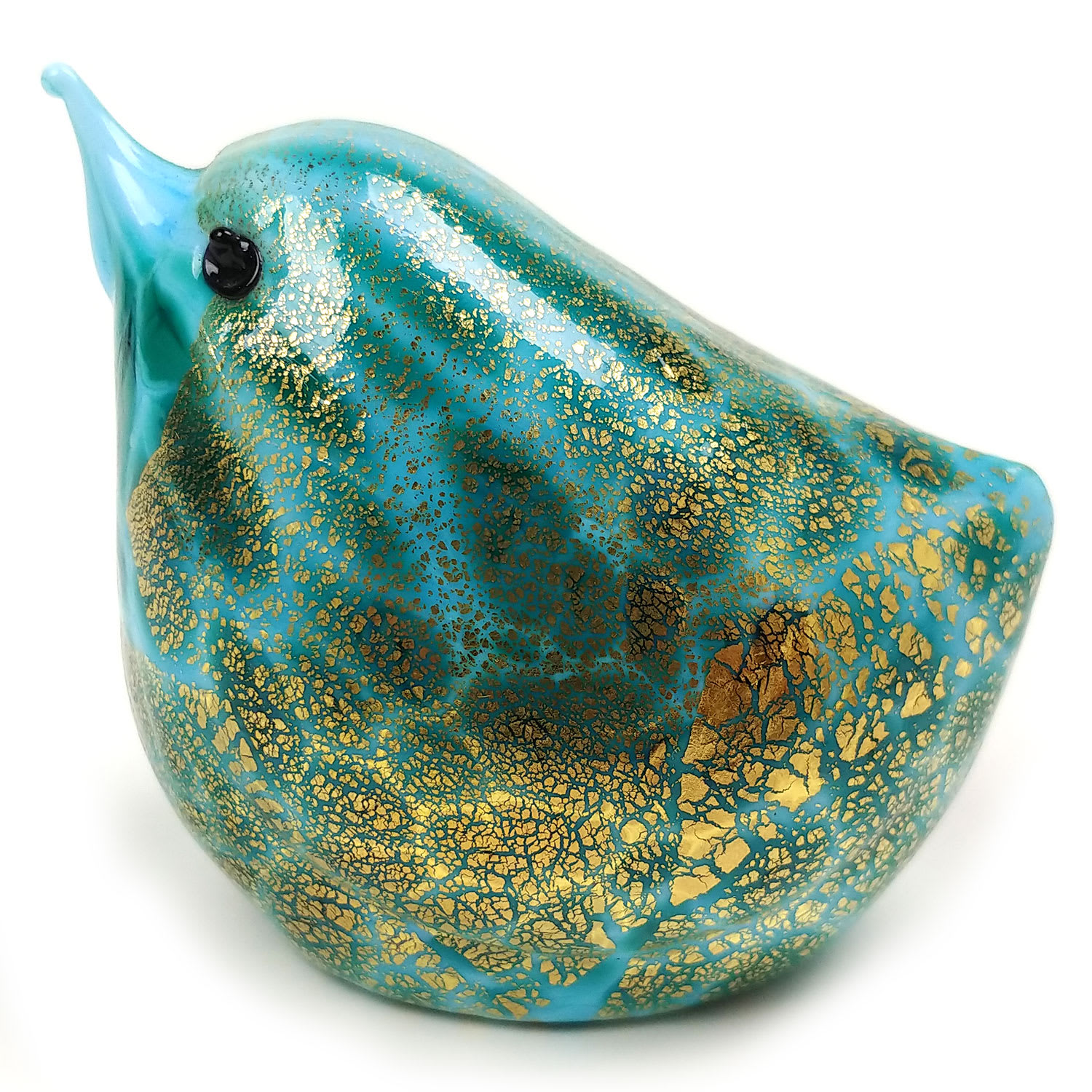Little Murano Glass Aqua Bird of Healing - Little Aqua Bird of Healing ~ Whether you are recovering from physical or emotional injuries, the little aqua bird is the perfect companion for your journey to health and well-being. This adorable collection consists of 8 little Birds of Inspiration, each with their own unique meaning. Every bird is made of hand blown glass on the Island of Murano in Venice, Italy. The artisans use two tones of authentic Murano glass canes to create the body, and finish it off with gold-leaf foil which gives the birds their beautiful iridescent shimmer. Each bird has a sticker of authenticity and is of museum quality.  Whether you are giving or receiving a little bird, each will bless you with her own special gift.
