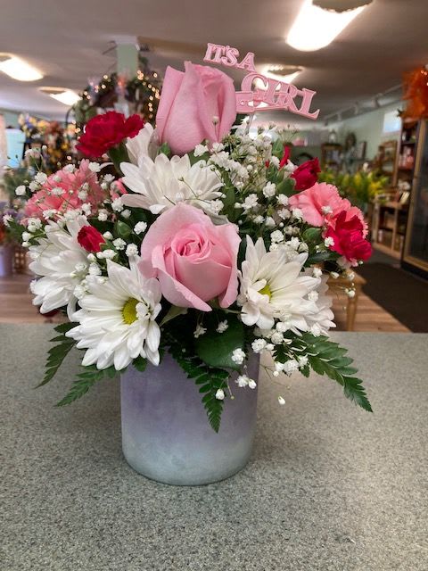 Pink Princess (PPC) Pink Princess (PPC) - This beautiful pink ceramic cylinder vase is fill with roses, carnations, daisies and more.