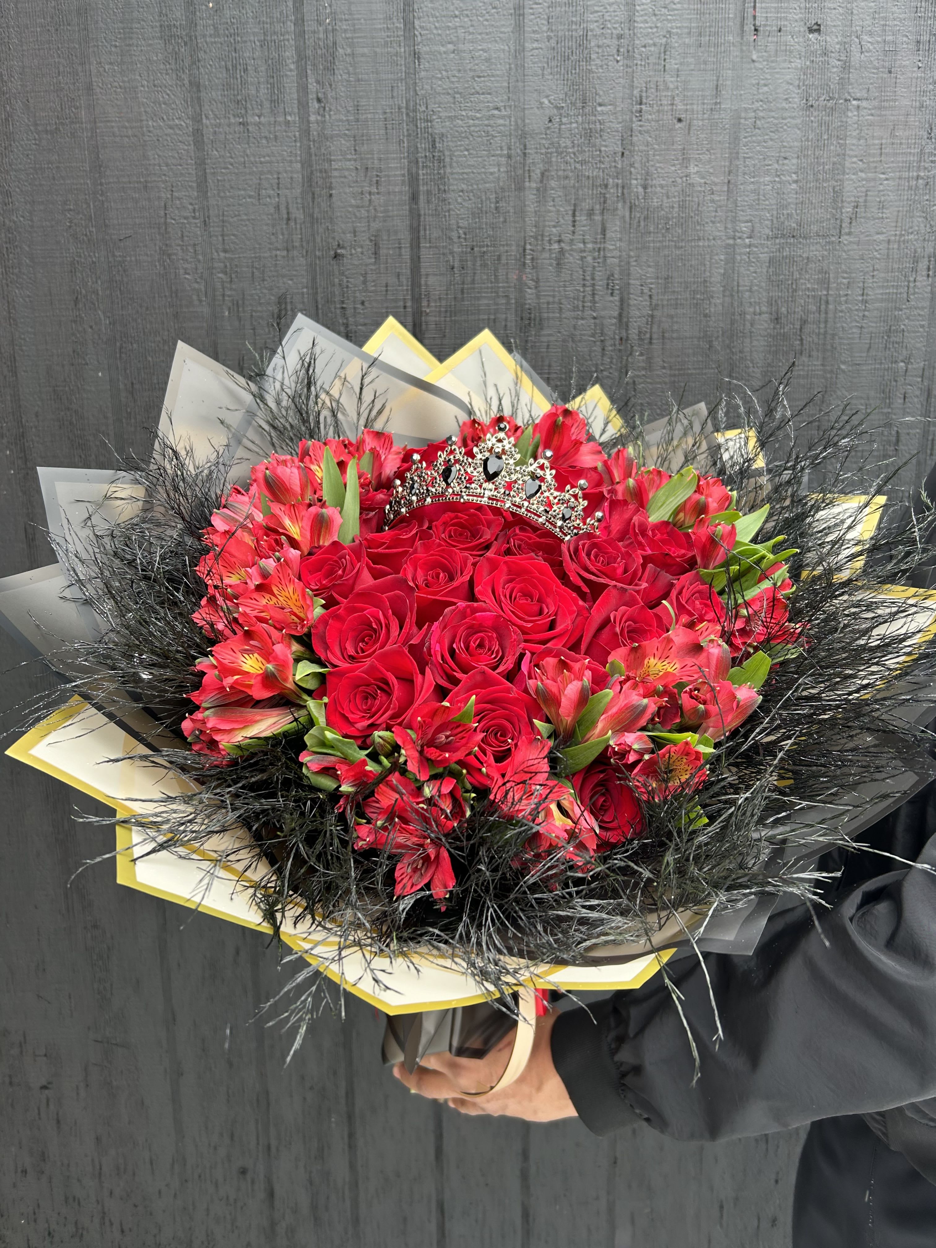 Wrapped Rose bouquet - Long stems of red roses with ribbon and wrappers. (available in different colors)  updated photos 3.7.25