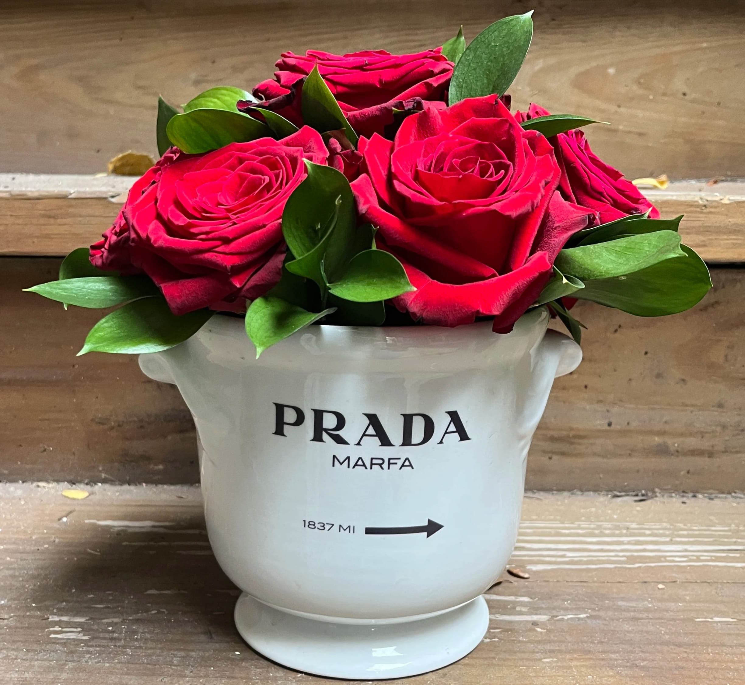 Sale Designer Ice Bucket with Yellow Roses Sale Designer Ice Bucket with Yellow Roses - White Ceramic Designer Cachepot/ Ice Bucket with Red Roses or Pink Roses