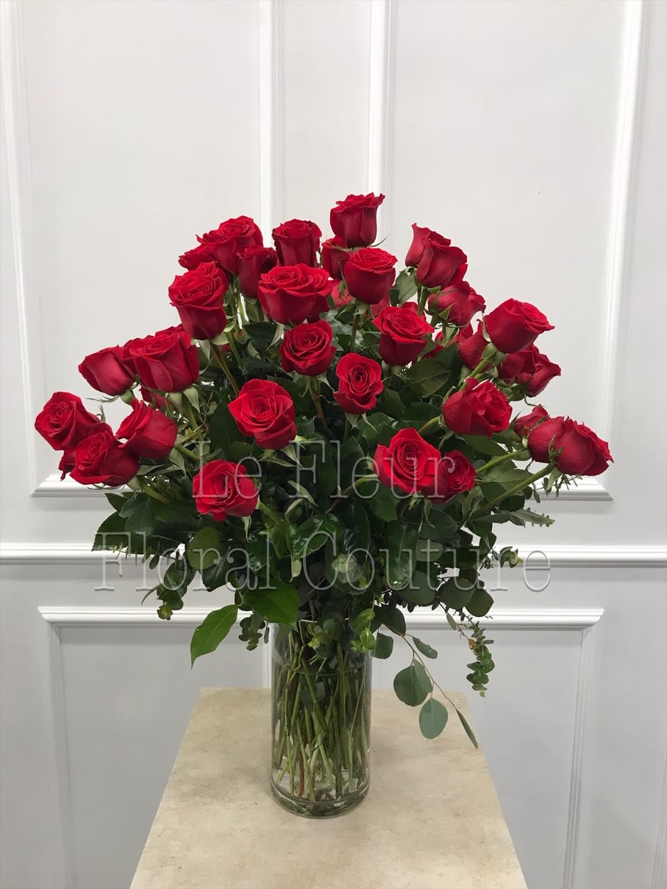Three Dozen Red Roses - Three Dozen Beautiful Roses in a tall vase.