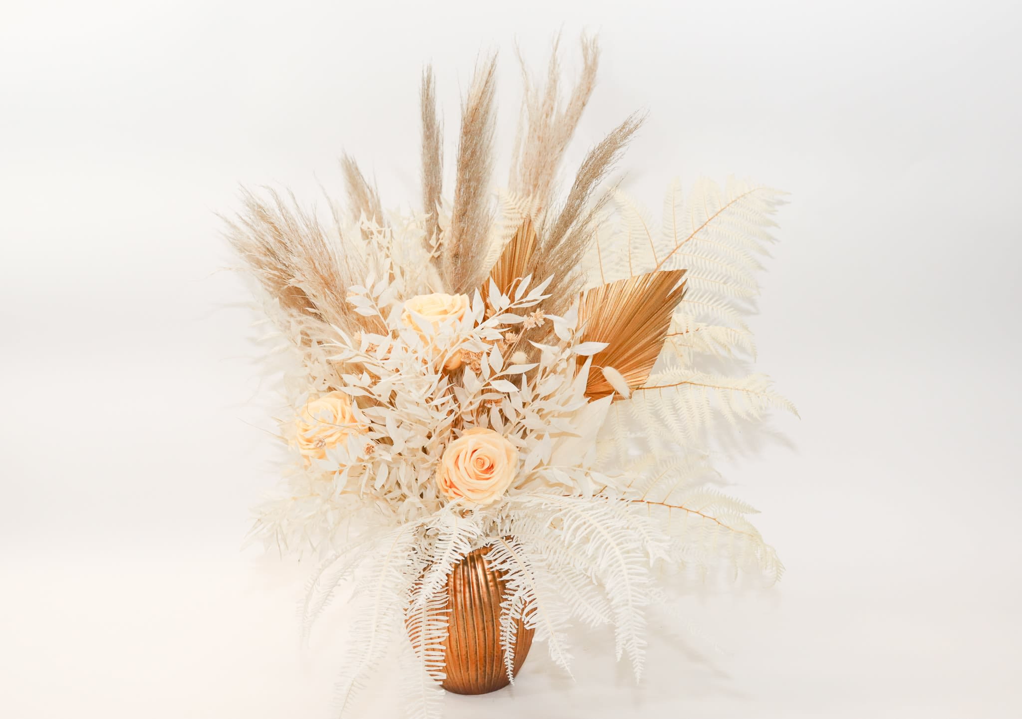 Everlasting Life - Now you can enjoy our beautiful arrangements longer than ever, we created dried flowers collection so you can admire them many days. Comes in a glass vase. 