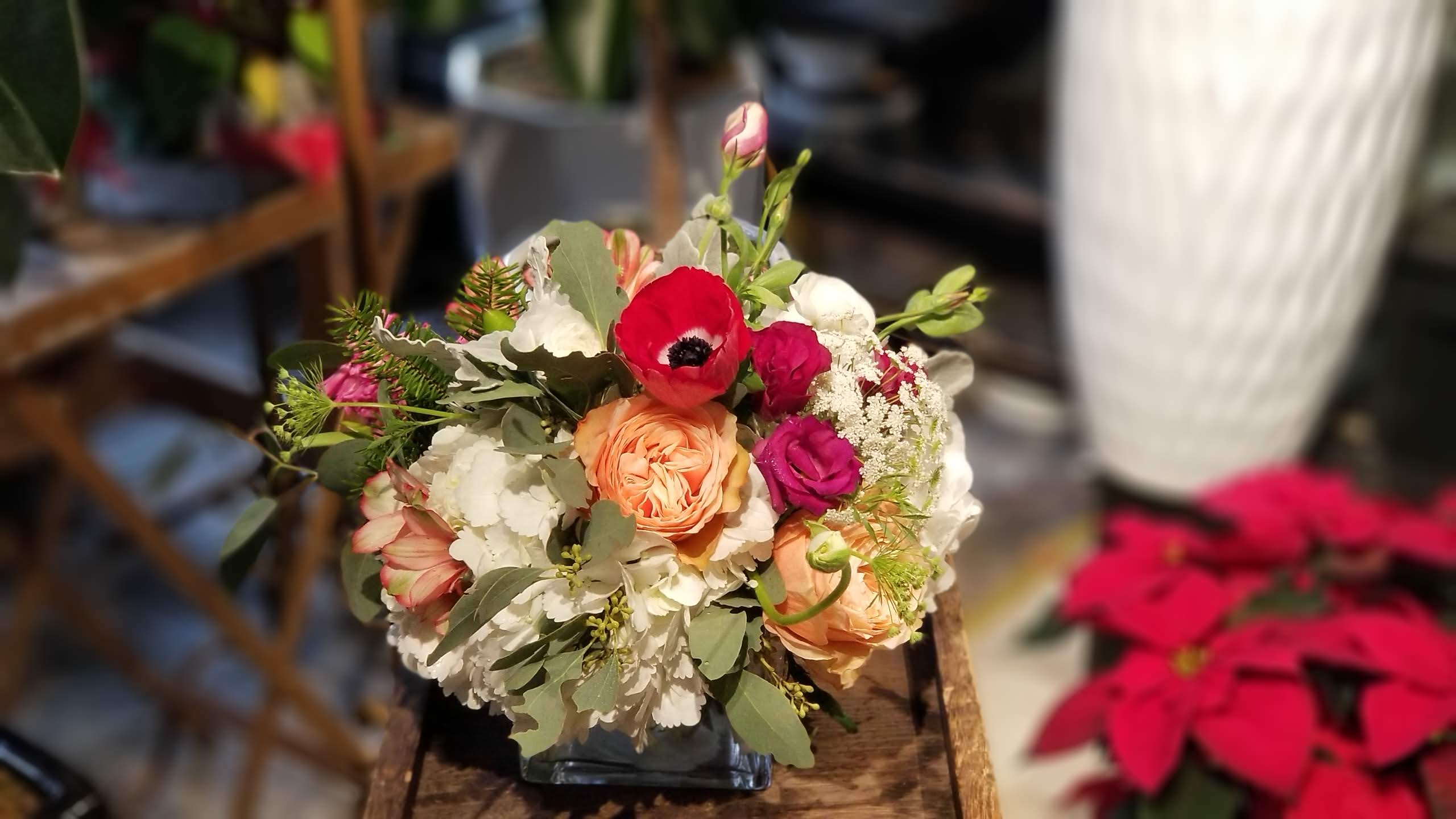 SG - 43  - If you want to customize the color of the arrangement, please leave a note to florist when you check out.  Due to various seasonal and regional conditions, and the variety of unplanned issues courtesy of Mother Nature, availability of some flowers may be very limited in certain areas.  In this event, we will substitute with a second choice of similar flowers and container of equal value and beauty. Every effort will be made to maintain size, shape, and overall color schemes of an arrangement. Our goal is your complete satisfaction, rest assured that every effort will be made to provide an arrangement of equal or greater value.
