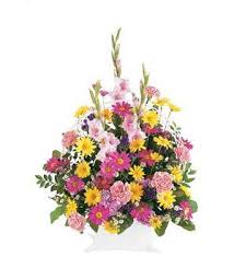 TF 186-1 Spring Colors in Funeral Basket - Spring Colors in Funeral Basket