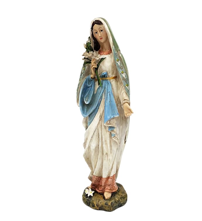 Mary with Lilies - resin 8&quot; H x 3&quot; W 