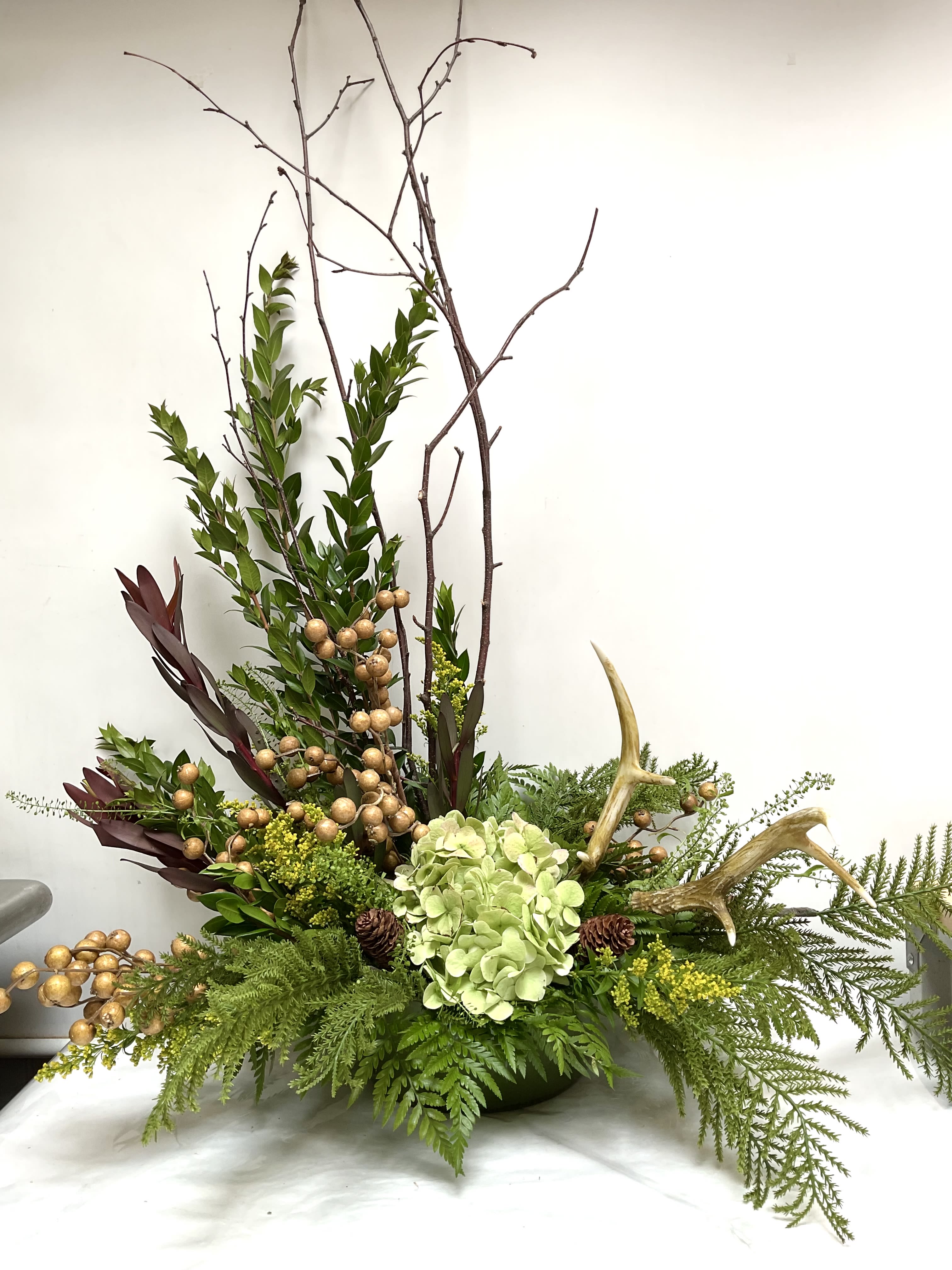 Woodland Tribute - This woodland design is the perfect tribute for the outdoors person. Whether you are celebrating a day or a lifetime this tribute will lighten your heart.  HFS 201604-05