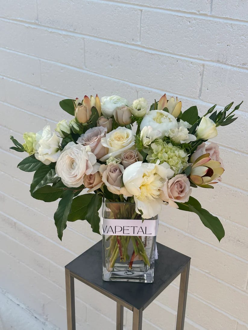 Nude Peonies - &quot;Introducing Nude Peonies - the perfect addition to any floral arrangement from Flower Lab. Our talented Phoenix florist team carefully selects the freshest peonies to create stunning, elegant bouquets with soft shades of blush and cream. Order now for quick same day Phoenix flower delivery and find the perfect bouquet for any occasion - from Phoenix wedding flowers to Phoenix sympathy flowers and more. Trust your local Phoenix flower shop for all your floral needs.  (Pictured Deluxe)&quot;