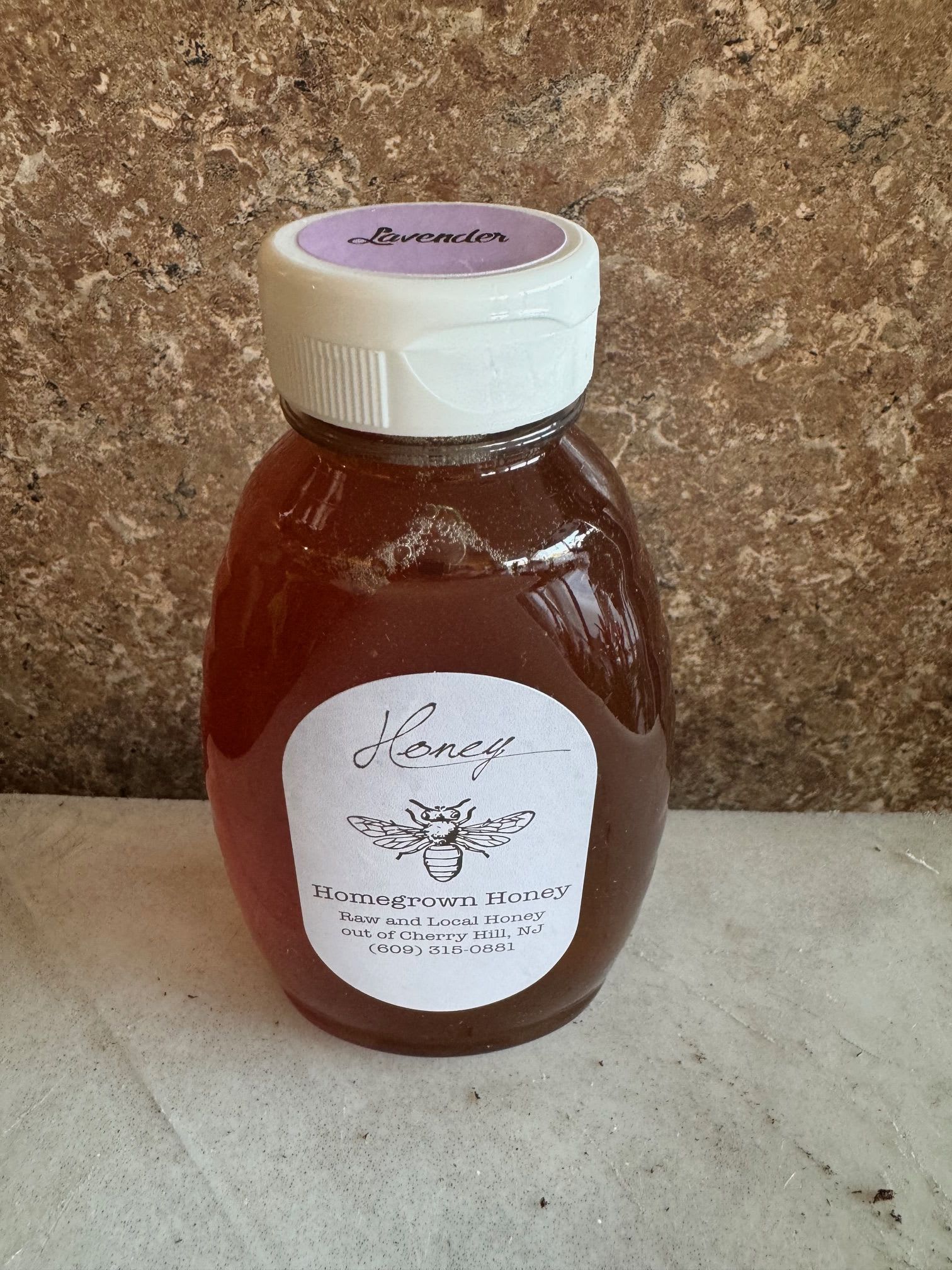 Homegrown Honey- Lavender - Raw local wildflower honey that is never heated or filtered. From hive to bottle it remains raw and pure with all nutrients, enzymes and pollen- just as the bees intended.  1 pound jar- Lavender infused Made right here from our friends in Cherry Hill !  https://njhomegrownhoney.godaddysites.com/