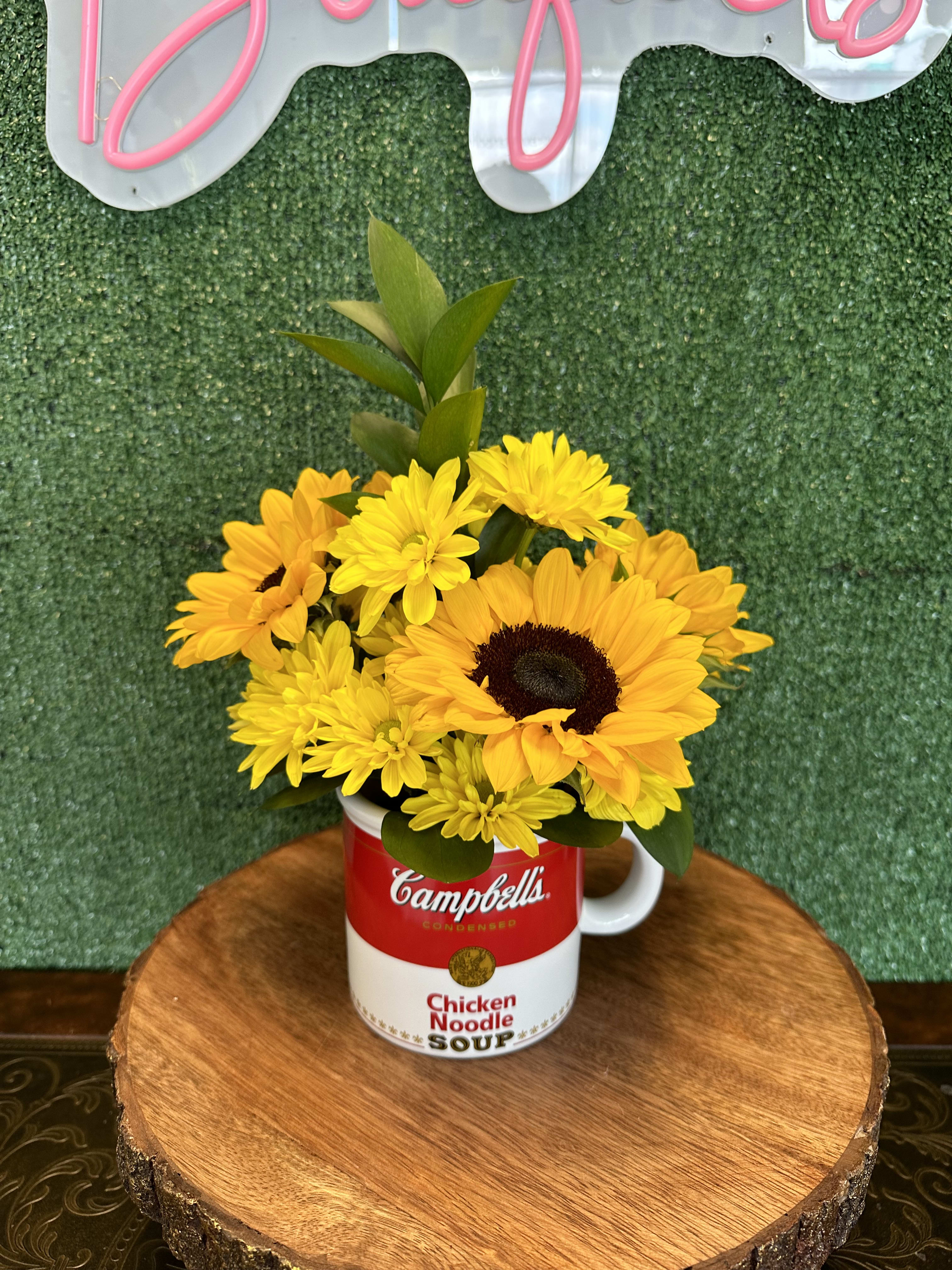 Get Well Bouquet Get Well Bouquet - Fresh flower arrangement on a mug vase Flowers and color substitution might apply
