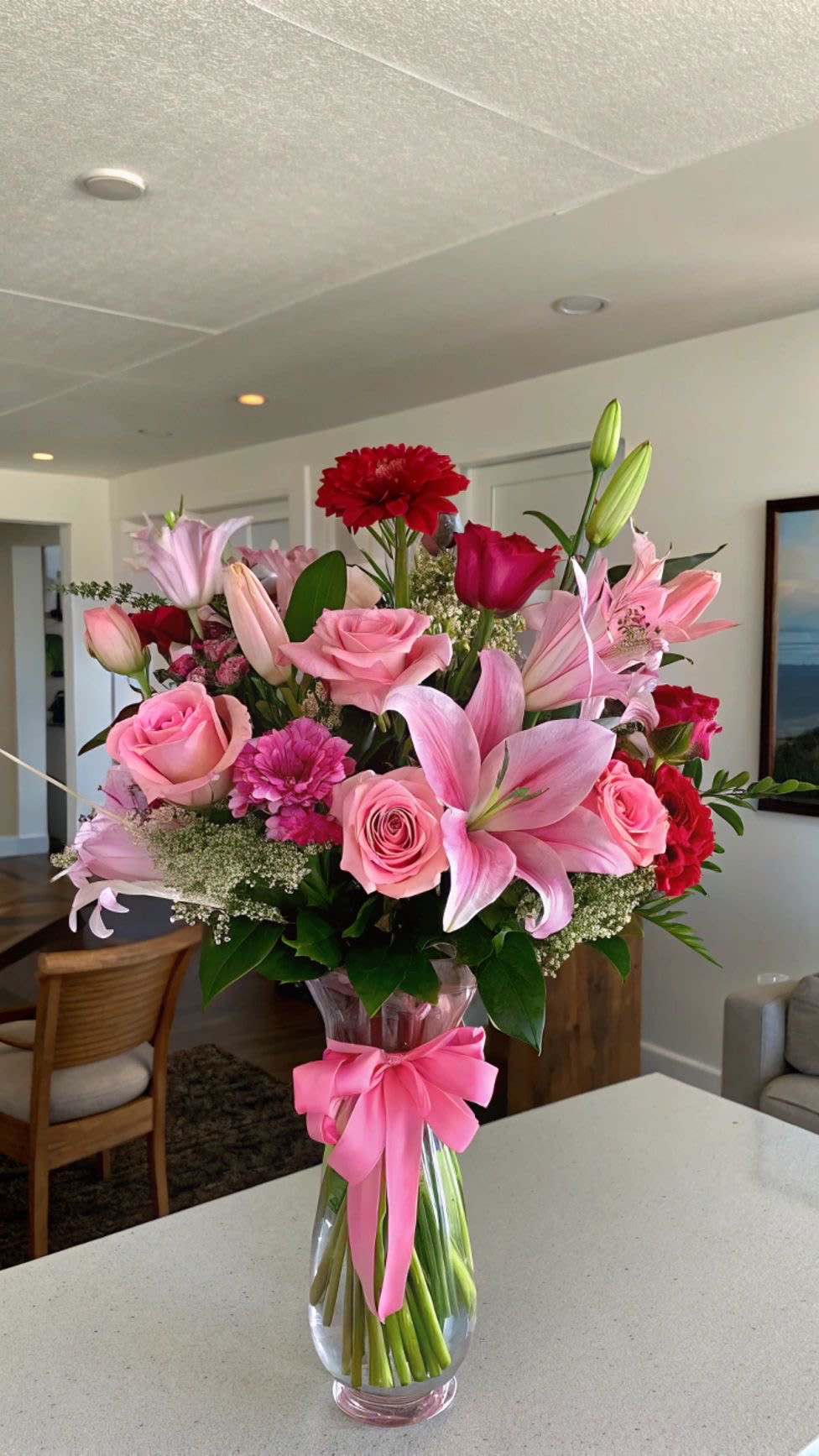 You are special (floral vase) You are special (floral vase) - All pink shades vases arranged all around with roses and other beautiful flowers perfect for any special moment