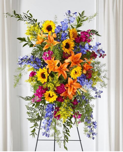 CHS-315 - Colorful standing spray arrangement.
