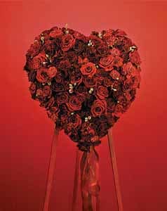 SF74-11 Monochromatic Red Rose Heart Easel - As Shown : SF74-11 on an 18&quot; solid heart