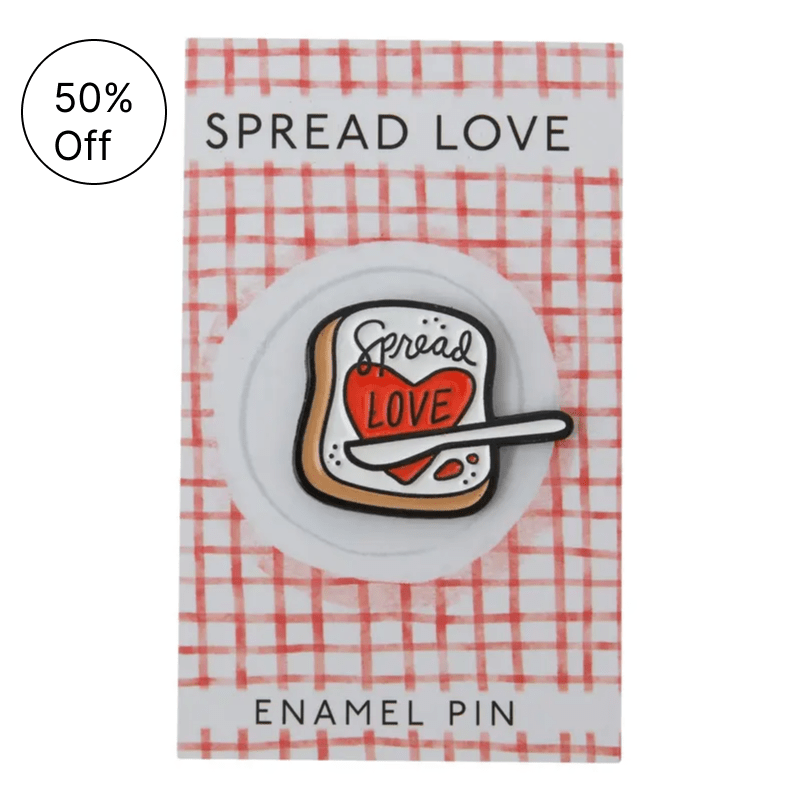 SALE 50% OFF - Enamel Pin - Spread Love - The perfect little add on gift to say “I’m thinking about you!” Give away or keep for yourself and adorn any soft surface.  Spread Love Enamel Pin  Dimensions:1.25 x 0.25 x 1.0