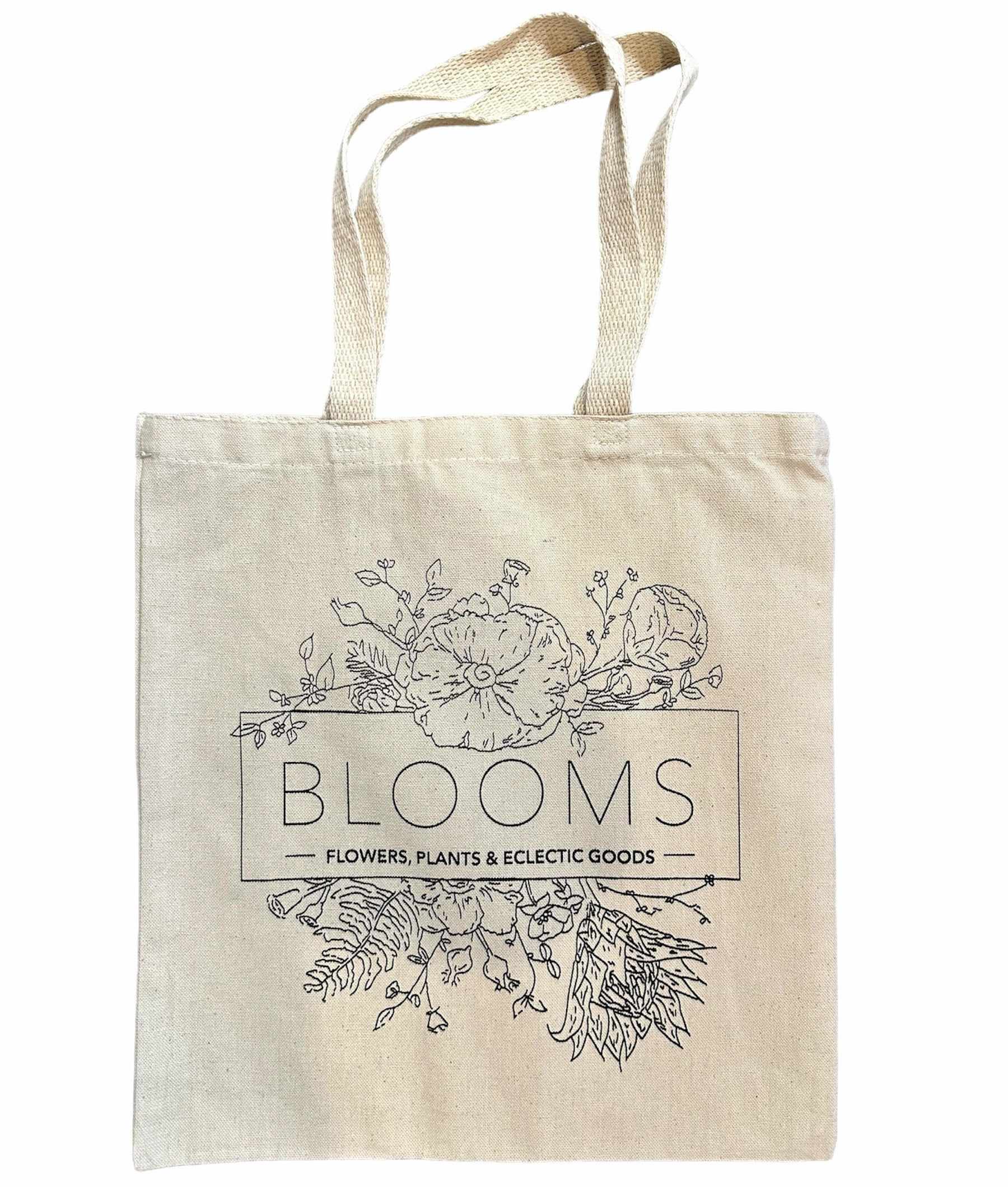 Blooms Market Tote Blooms Market Tote - Show off you've got style with this custom canvas Bloom Market Tote. Great for anywhere on the go. *Tote measures 15" x 14"
