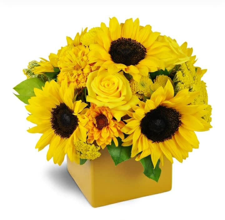 Perfectly Sunflowers - Have a sunny day with this beautiful all yellow bouquet! Features sunflowers and yellow roses.
