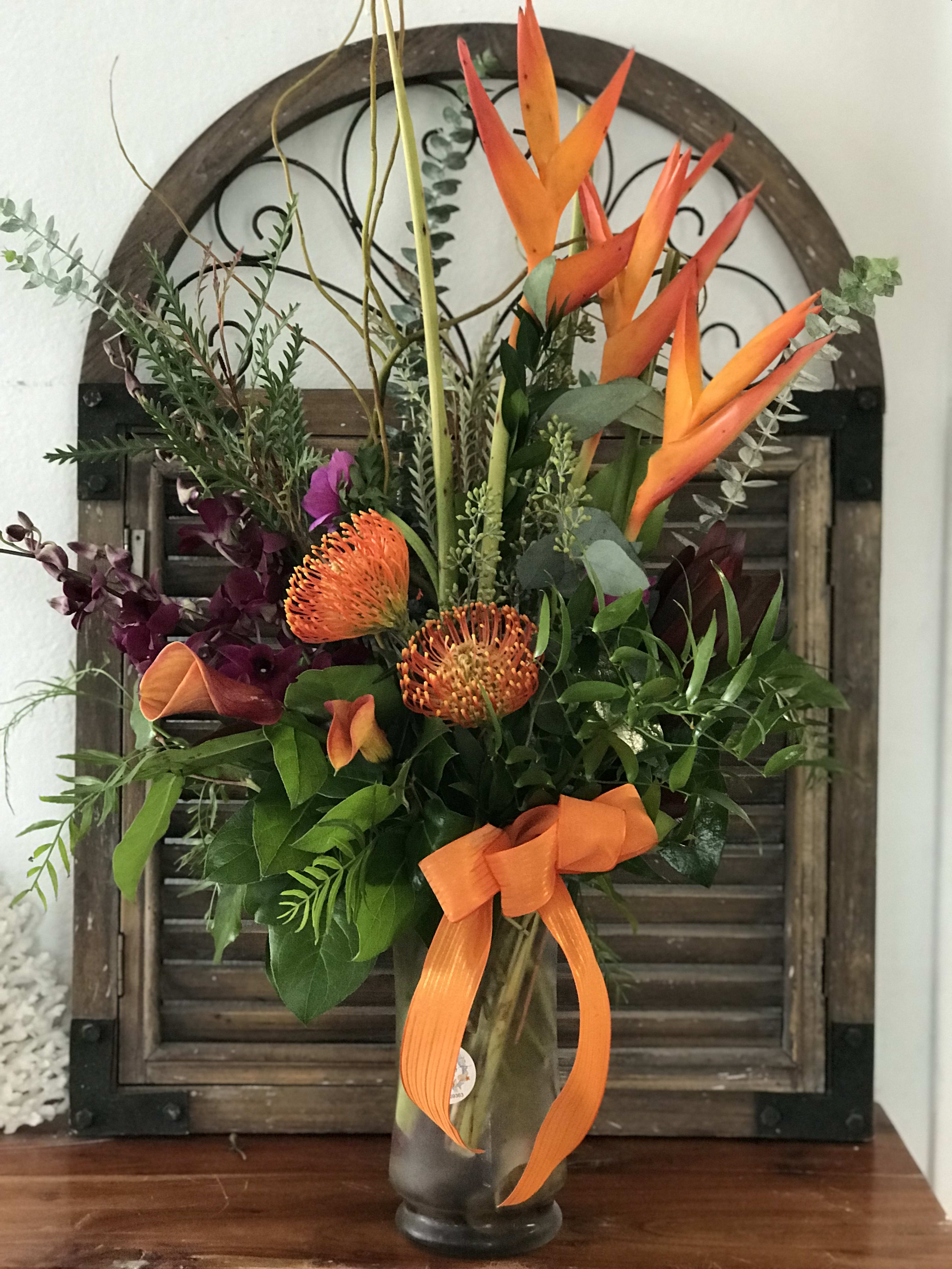 Abloom Tropical  - Extravagant tropical Fall and Summer Arrangement 