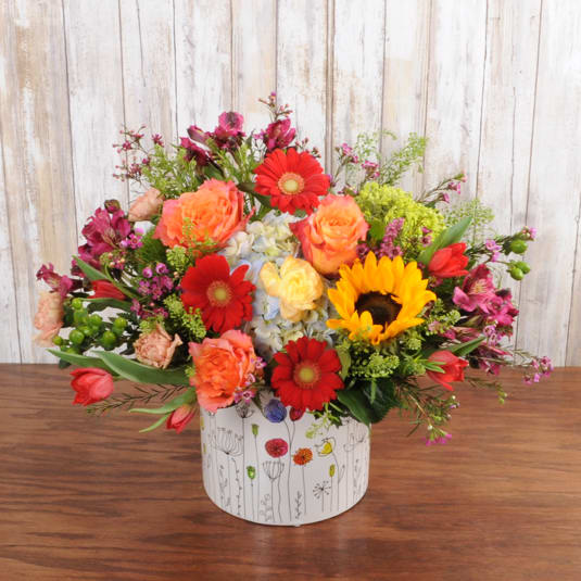 Love You More Love You More - Amazing flower blooms in this large keepsake ceramic container.