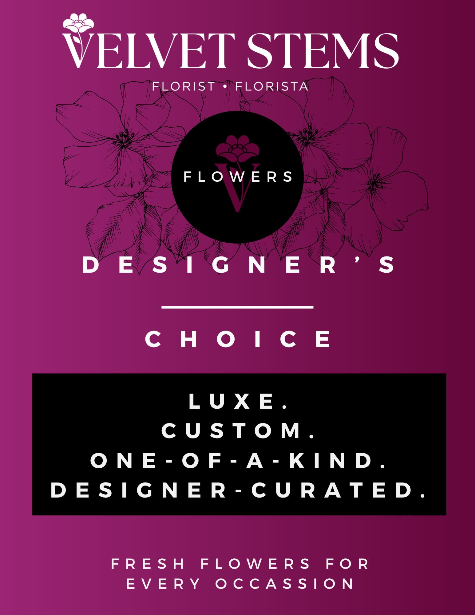 Designer's Choice - Tall Designer's Choice - Tall - Tall Designer’s Choice Statement. Elevated. Unforgettable. Named Designer’s Choice because each one is artfully composed from premium, in-season florals by our designers. This tall, dramatic piece is ideal for bold gestures — and can be styled to reflect any occasion, from grand celebrations to meaningful moments.