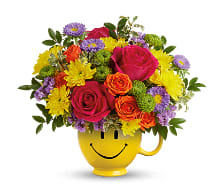 Choose Happy Bouquet Choose Happy Bouquet - Choose happy with Fictitious Flowers FDA approved tea pot smiley face container.
