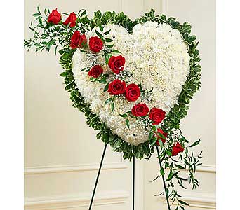White Heart with Red Rose Break White Heart with Red Rose Break - This beautiful floral tribute shows your undying love during this difficult time. As Shown : HUD-91277