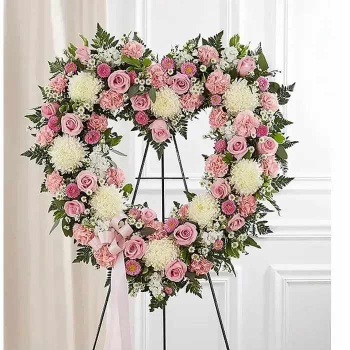 Always remember Always remember - Floral heart tribute in pinks and whites