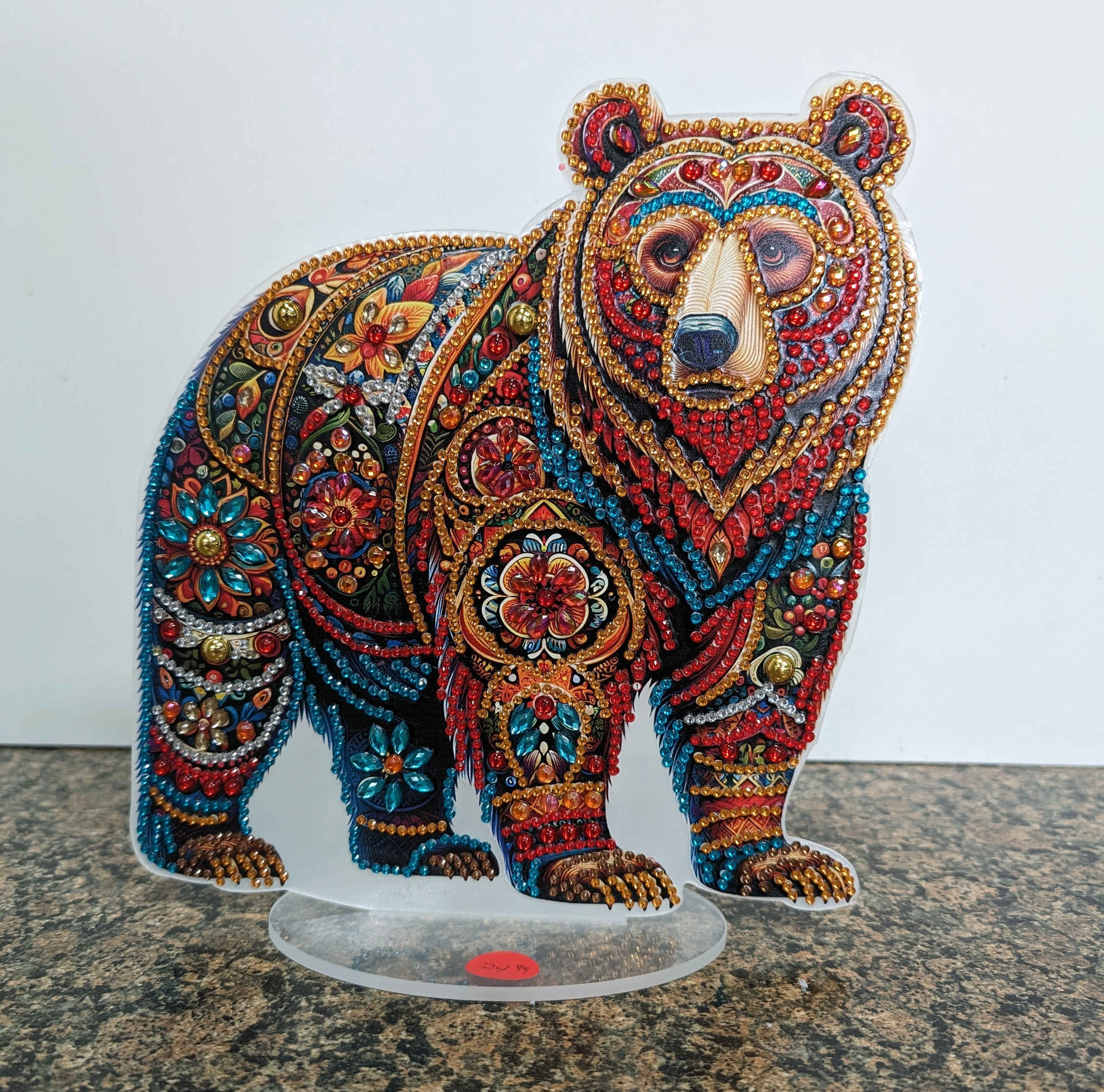Bear Diamond Art - These diamond art stands are hand done and ready to deliver. A perfect add on to that special arrangement or just sent it on its own. 