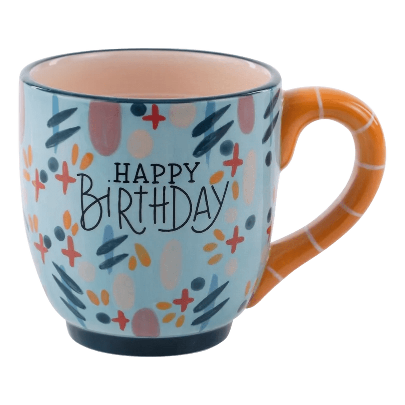 MUG - Happy Birthday Mug MUG - Happy Birthday Mug - * Original Design * Our individually hand-painted mugs hold a generous 16oz of your favorite warm drink, making them the perfect addition to your kitchen. * Each mug comes boxed in our specially designed packaging perfect for gift giving! * Handwash Only/Do Not Microwave