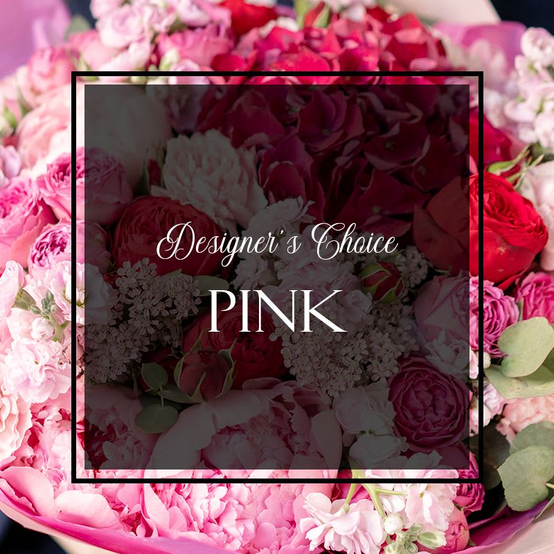 Pink Designer’s Choice - Celebrate life’s special moments with our Pink Designer’s Choice arrangement. Expertly crafted by our talented florists, this bouquet features a stunning selection of the freshest pink blooms, chosen just for you. Each arrangement is unique, blending soft pastels and vibrant pinks to create a look that is both elegant and charming. Perfect for birthdays, anniversaries, or simply to show you care, this arrangement brings a touch of beauty and grace to any setting. Let our designers surprise you with a one-of-a-kind creation that captures the timeless appeal of pink.