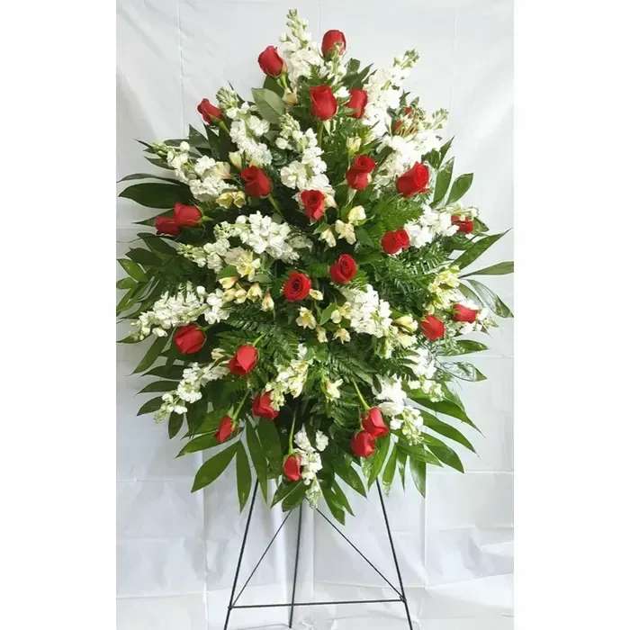 Sympathy in red and white Sympathy in red and white - Two tone standing spray