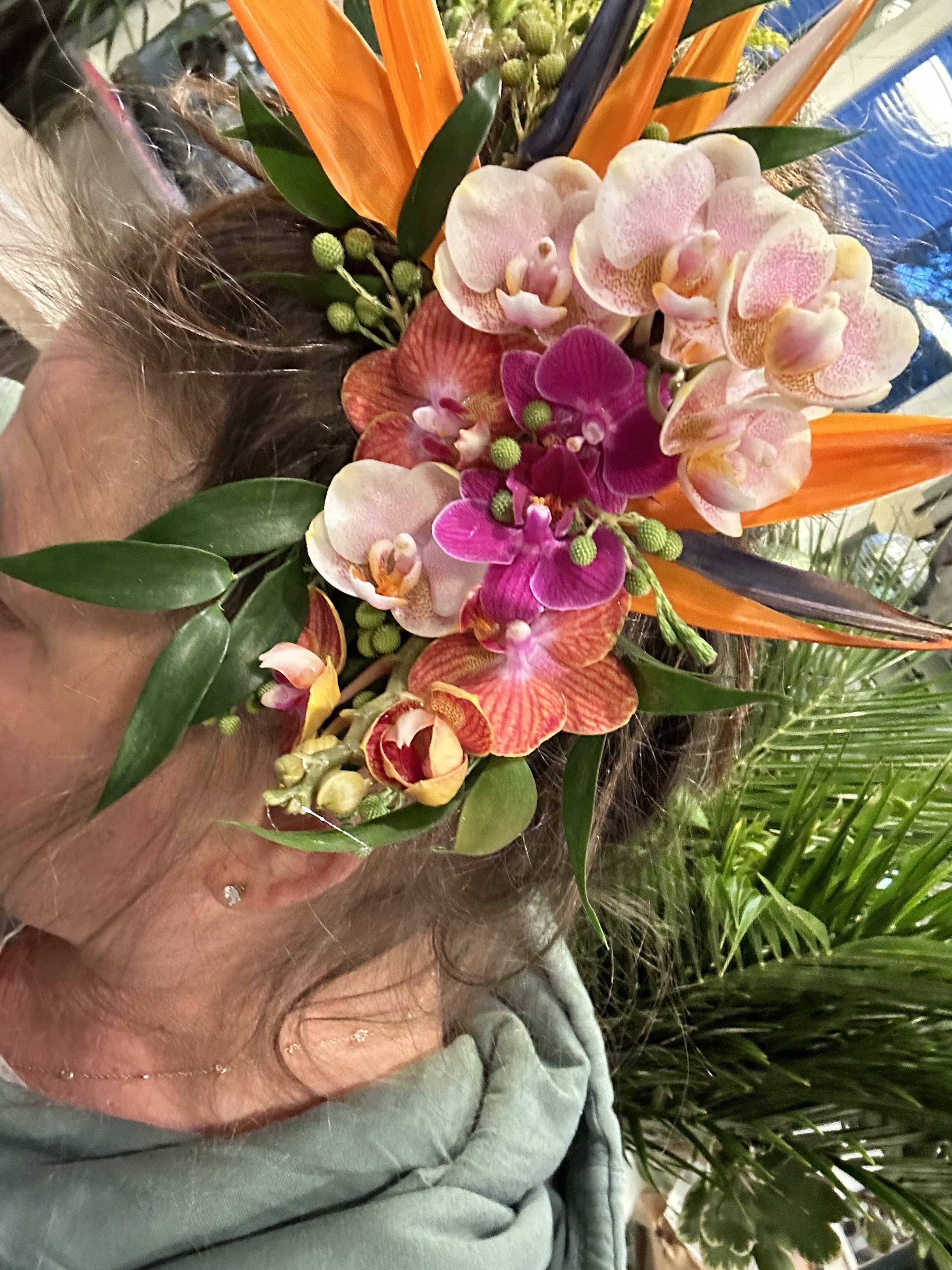 Tropical Hair Clip - A Large sized Hair Clip featuring Tropical Flowers. Minimum 5 days notice on these, as tropicals are imported direct from Hawaii.