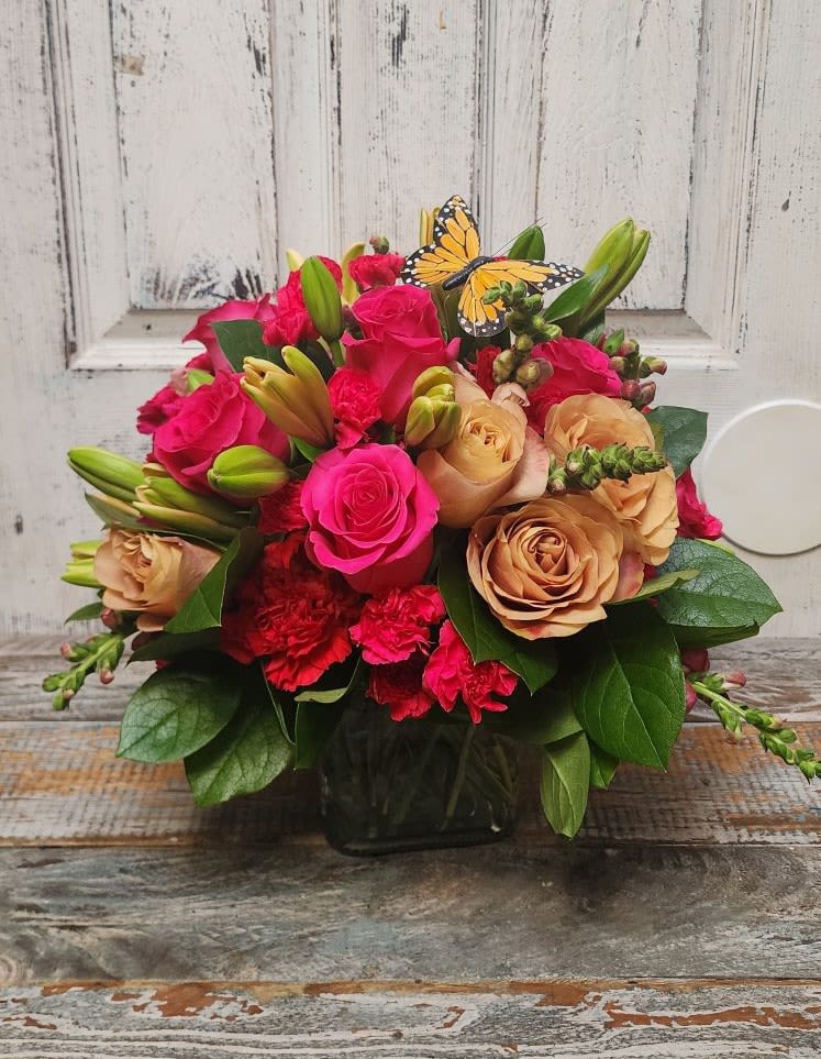 Hot Damn Pink Hot Damn Pink - This arrangement is electric! Send this bright hot pink rose arrangement to make a big impression!