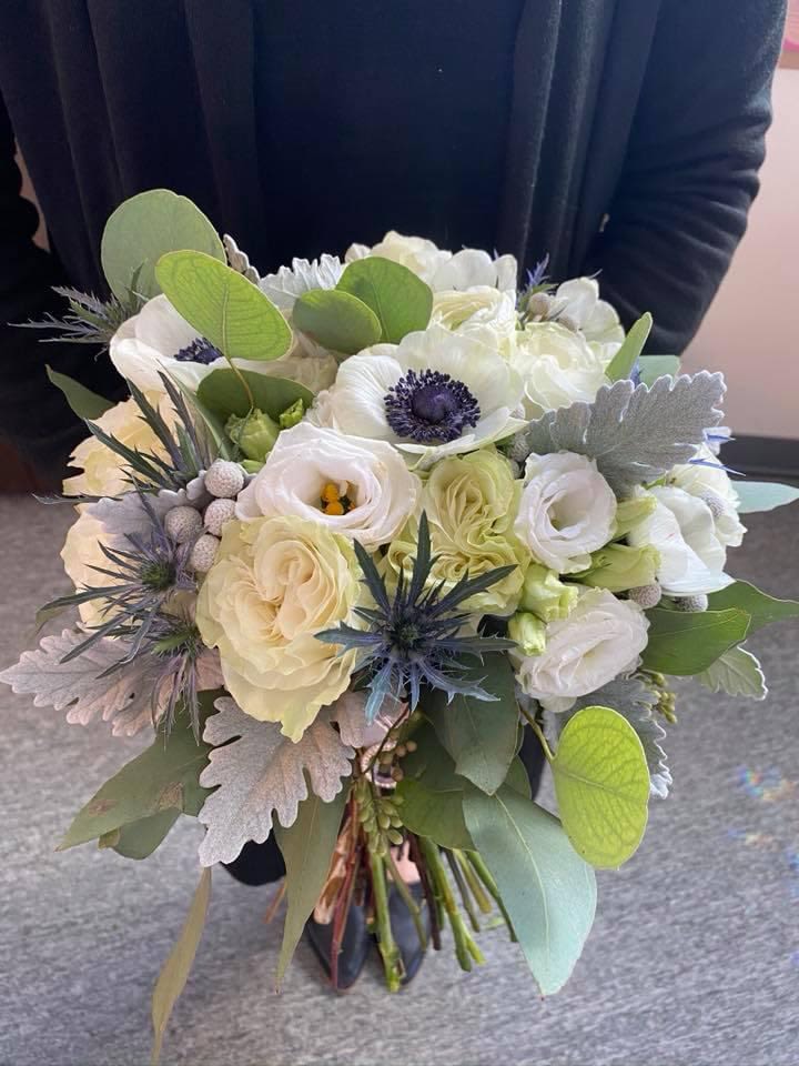 Something Blue Bridal Bouquet Something Blue Bridal Bouquet - White & Gray Bridal With Touches Of Blues
