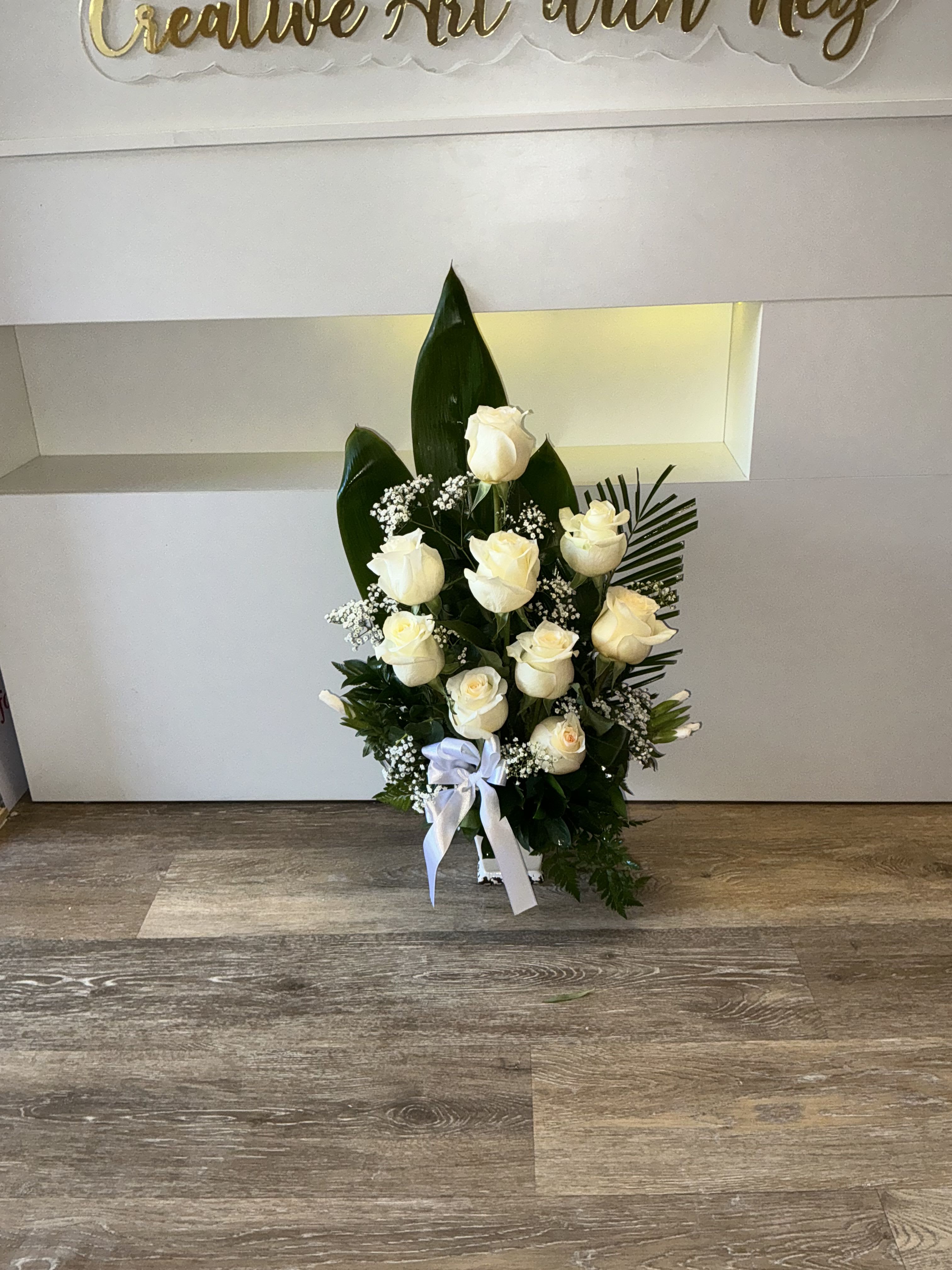 funeral base with white roses funeral base with white roses - funeral base with white roses