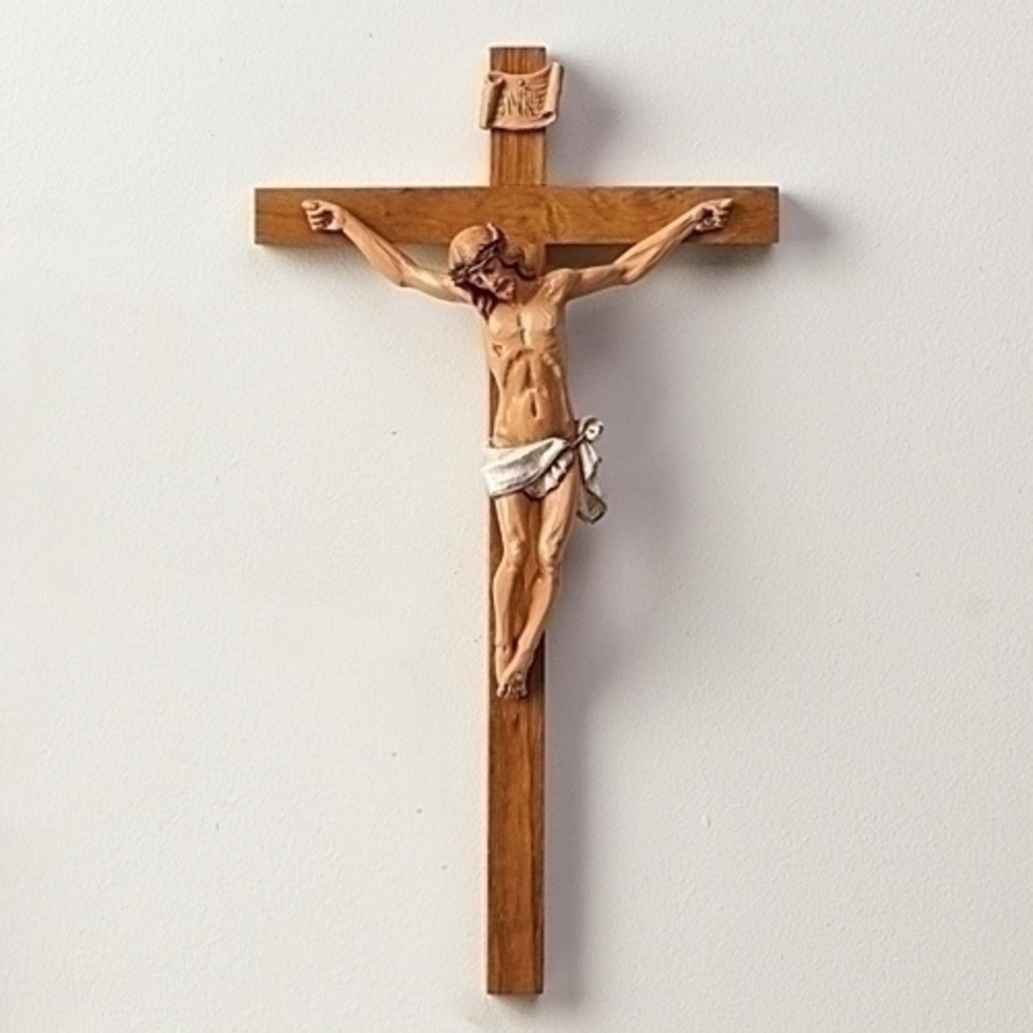 RELIGIOUS GIFTS- 15&quot; Wooden Crucifix Wall Cross - Beautiful wooden cross that can be hung on a wall!