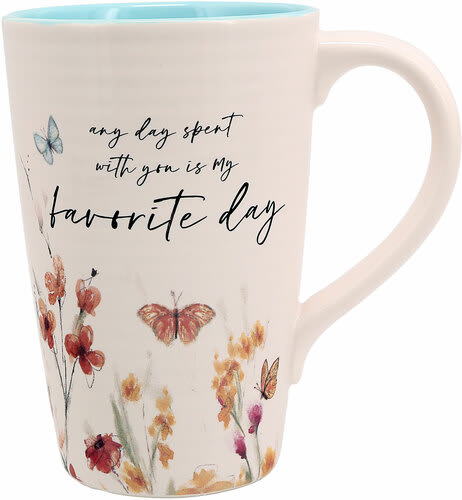 MUG- Meadows of Joy Collection Mug-Favorite day MUG- Meadows of Joy Collection Mug-Favorite day - Meadows of Joy is a collection of houseware and home décor items by AmyLee Weeks that was created to bring beautiful flowers and colors found in meadows into your home! The line is saturated with soft artwork that truly captures nature. This 17-ounce mothers day themed mug is the perfect addition to any kitchen!