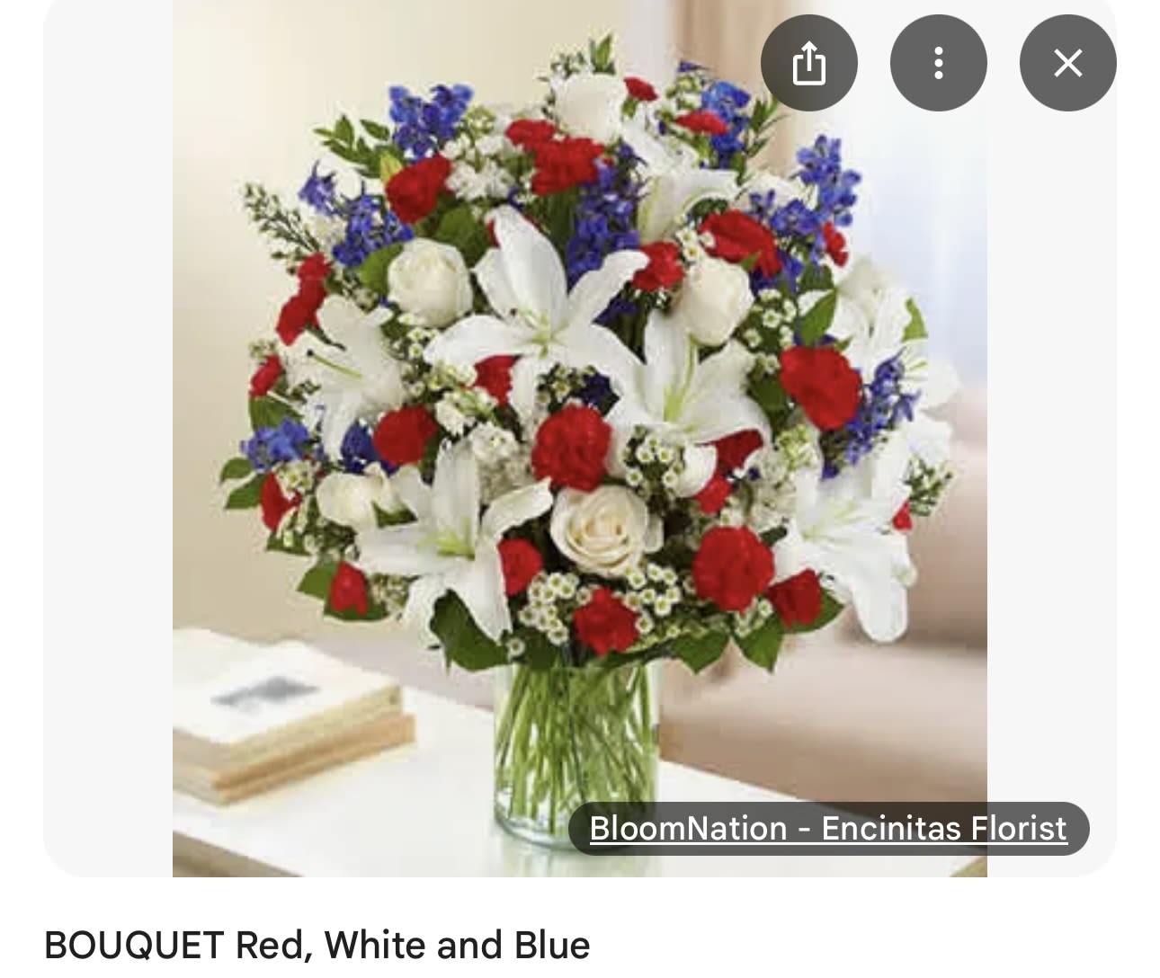 Perfect July 4 flowerss - Red blue and white amazing arraments