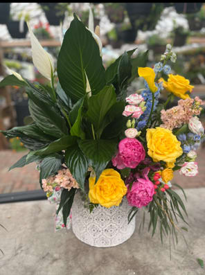 Sunshine of Your Love Sunshine of Your Love - A 10" peace lily and florals combined in a large mixed container